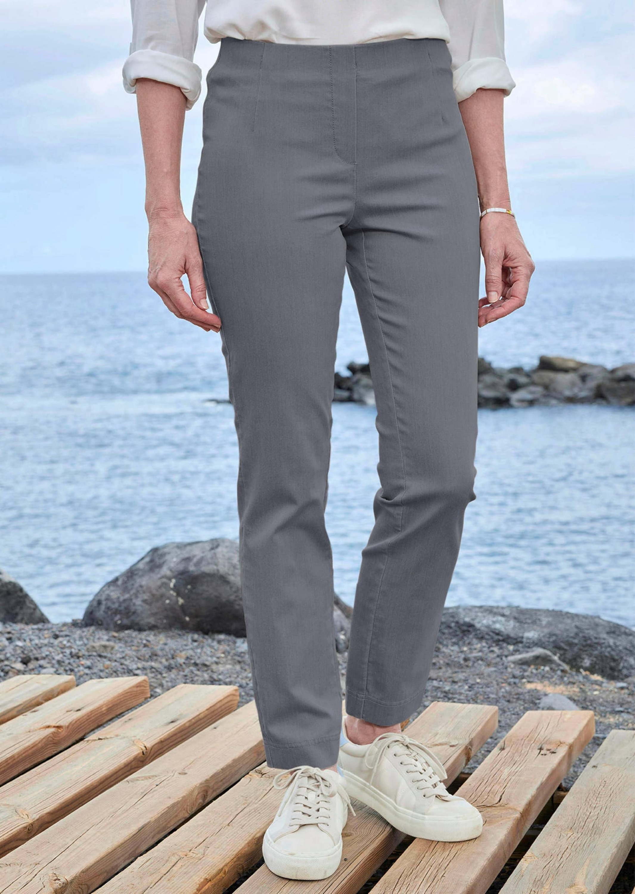 Goldner Louisa Kurzgröße Chino Hose Grau 3