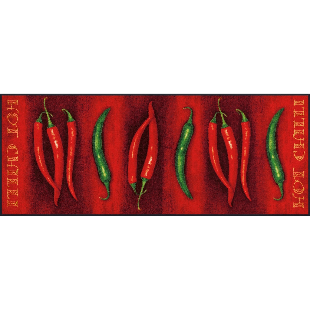 wash+dry by Kleen-Tex Küchenläufer »Hot Chili«, rechteckig, 7 mm Höhe, Motiv Chilli, rutschhemmend, In- und Outdoor geeignet, waschbar, Küche