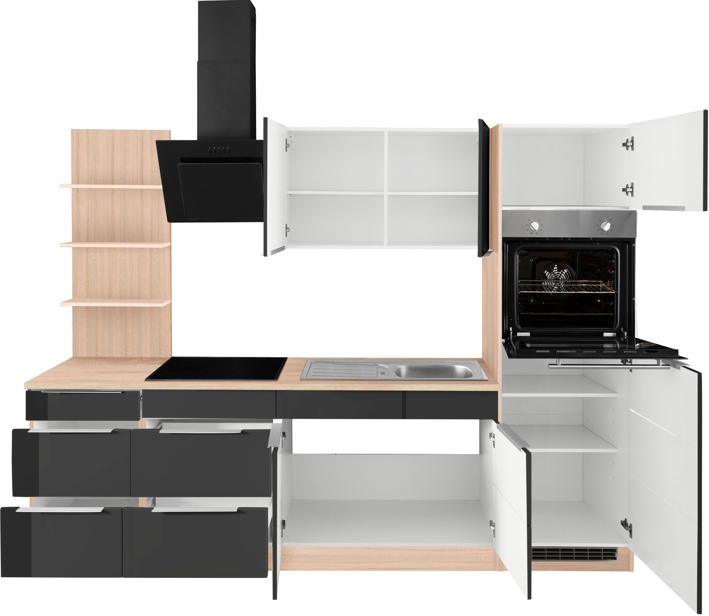Thumbnail - KOCHSTATION Küchenzeile "KS-Brindisi Breite 270 cm", wahlweise mit E-Geräten und Induktion, mit MDF-Fronten und Regal