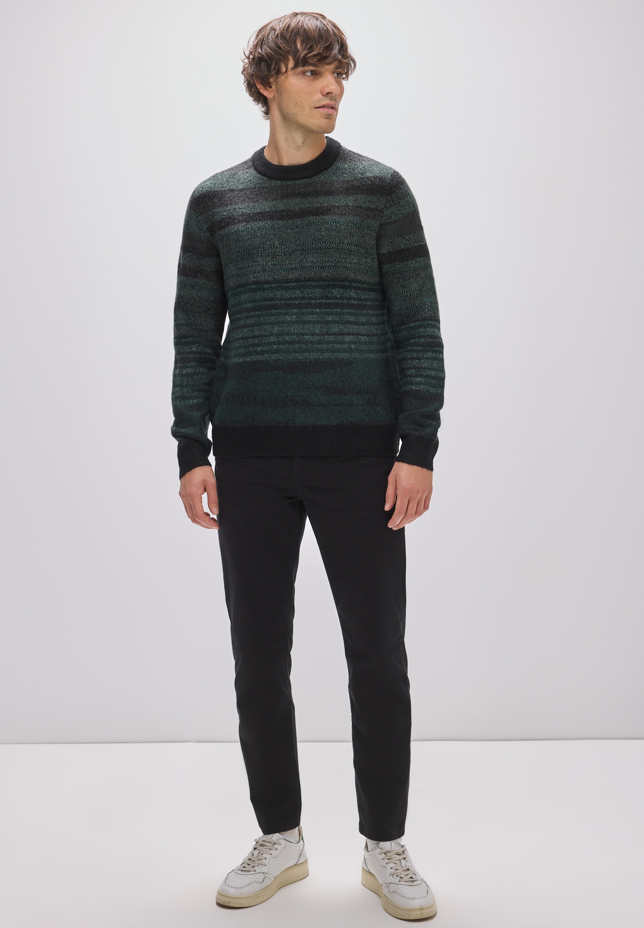 STREET ONE MEN Rundhalspullover Jacquard