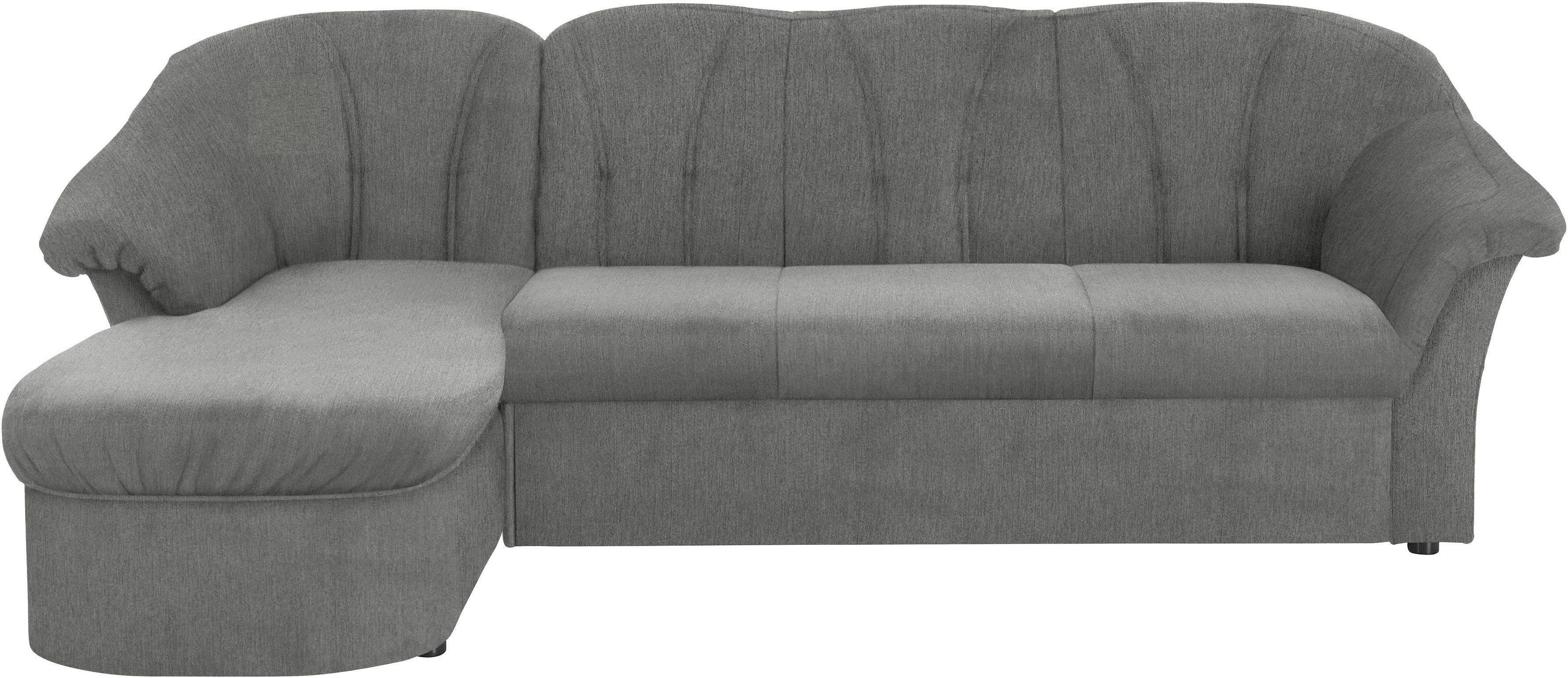 DOMO collection Ecksofa "Pegnitz, elegante Rückensteppung, kompakte Stellmaße 238/141cm, L-Form" wahlweise mit Bettfunktion