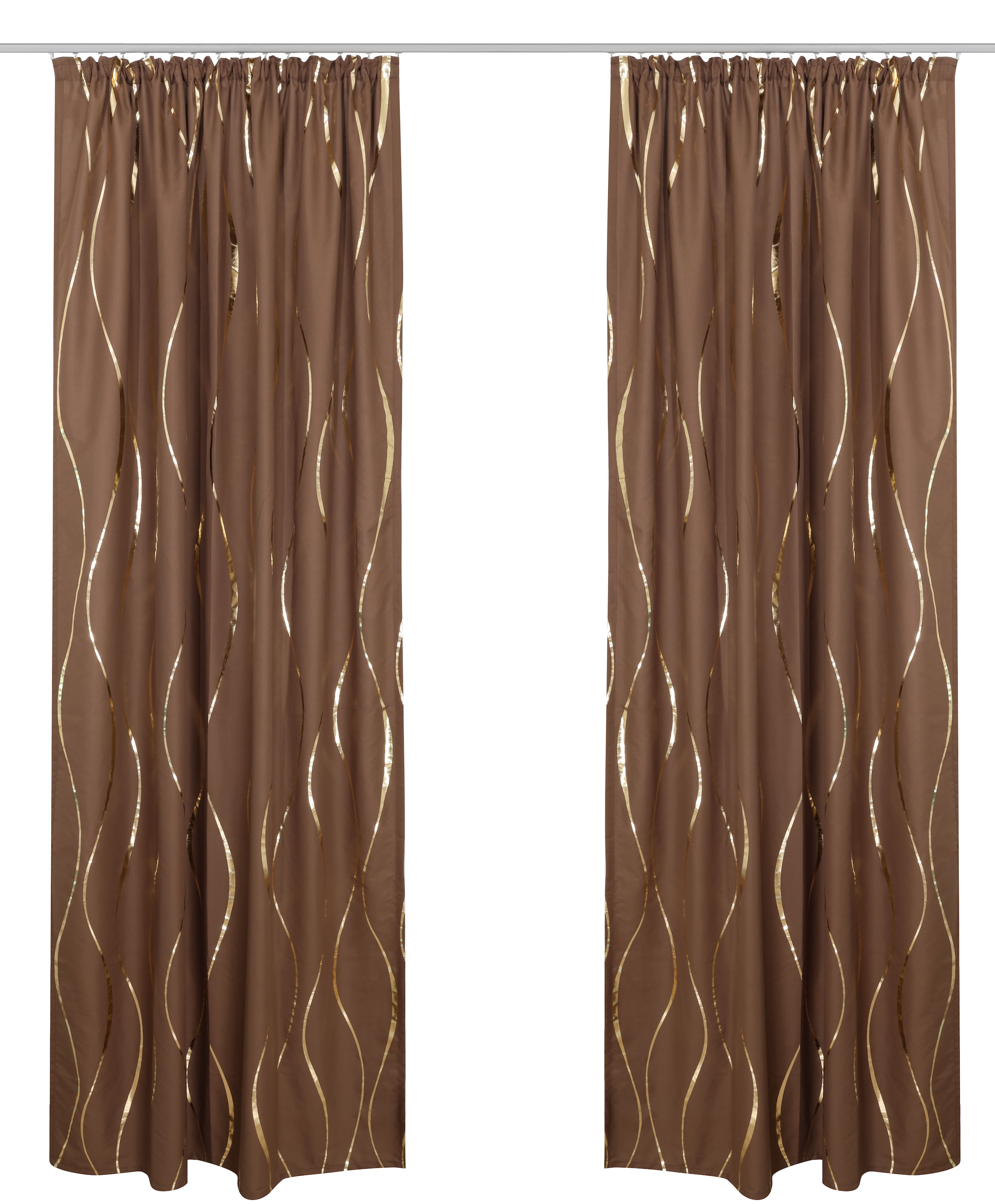 OTTO home Gardine »Quinnton« Kräuselband 2 Stk. tlg. Metallic‑Akzenten, Kräuselband, schöner Stoff, mittelleicht