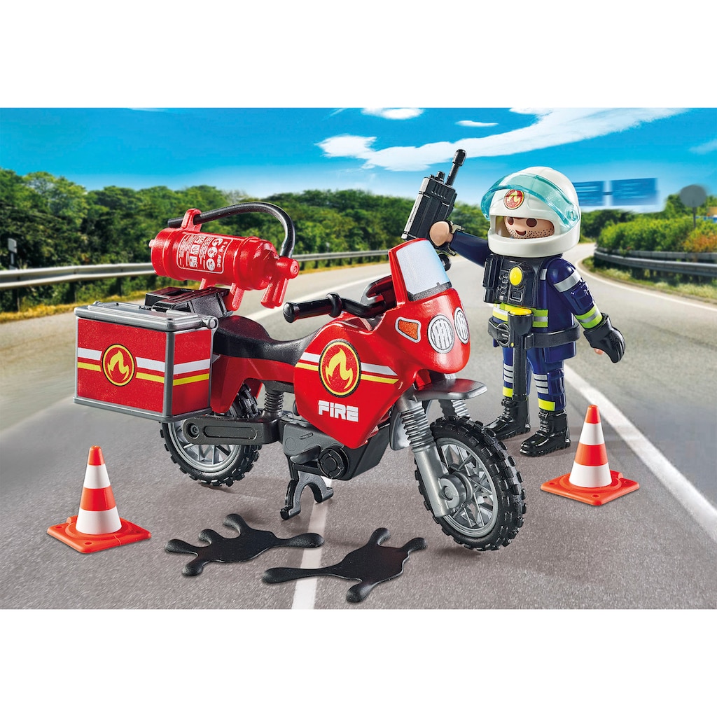 Playmobil® Konstruktions-Spielset »Feuerwehrmotorrad am Unfallort (71466), Action Heroes«, (21 St.)
