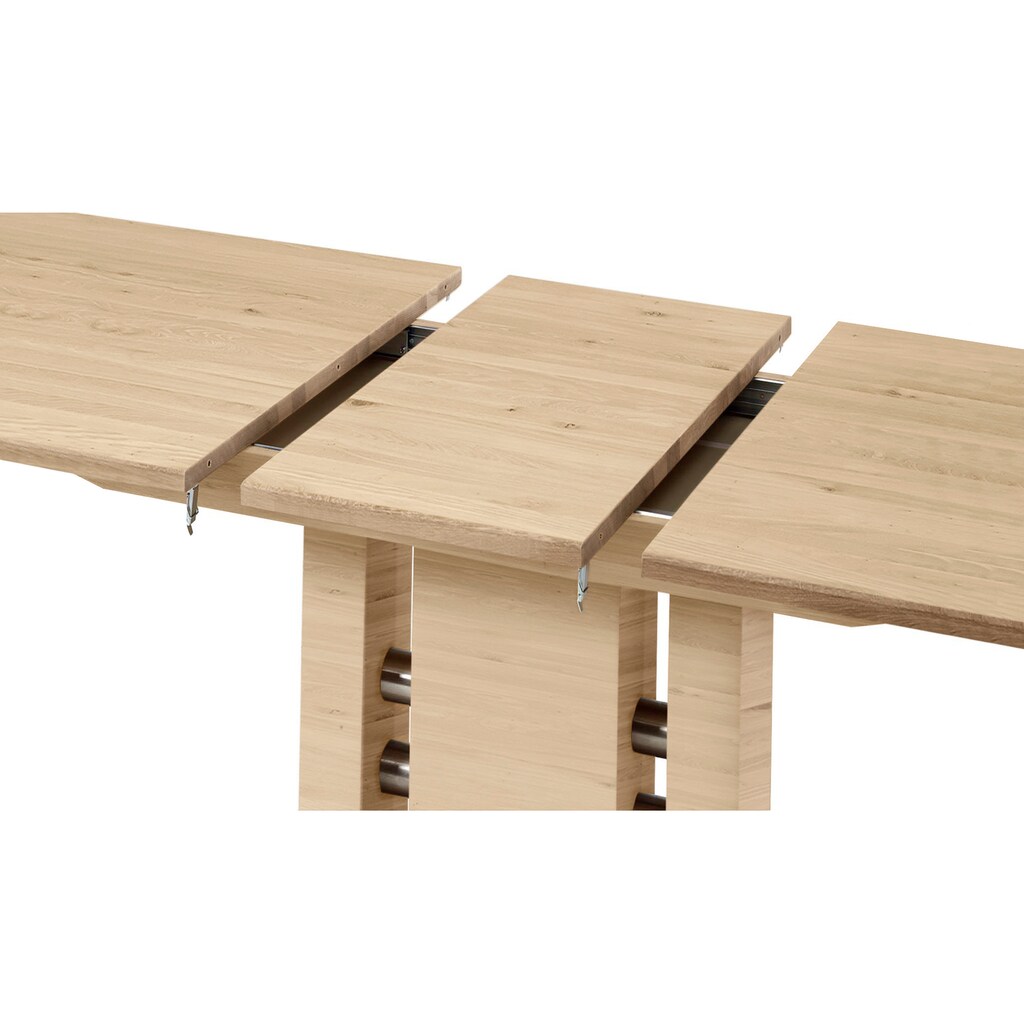 Wohnen Tische K+W Komfort & Wohnen Esstisch »5030«, Funktionstisch mit Synchronauszug, Massivholz, Wildeiche natur oder bianco, 