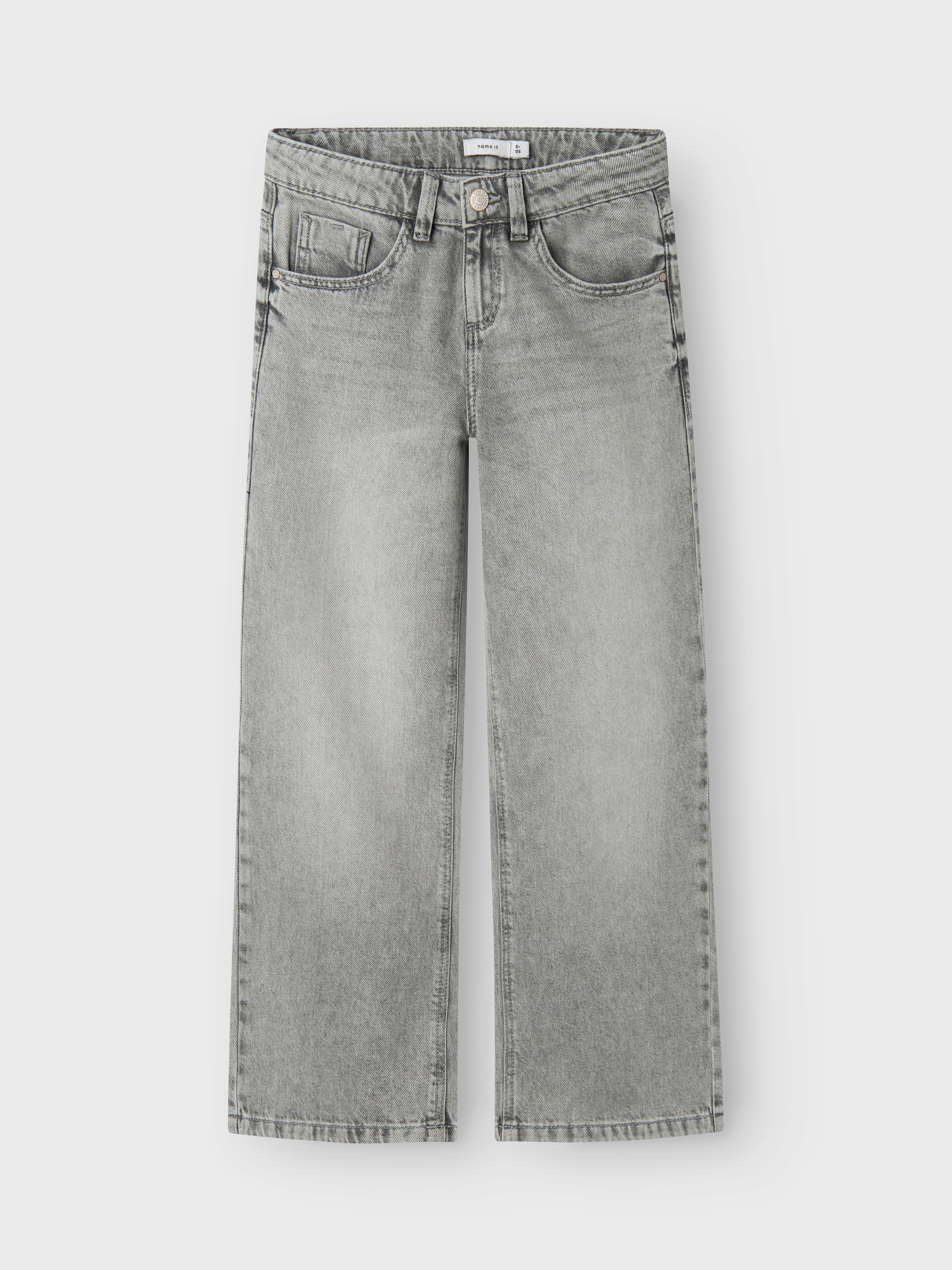 Name It Weite Jeans »NKFROSE für Mädchen mit weitem Bein und klassischem Sitz«, normal, Denim, Abriebeffekte, Reißverschluss
