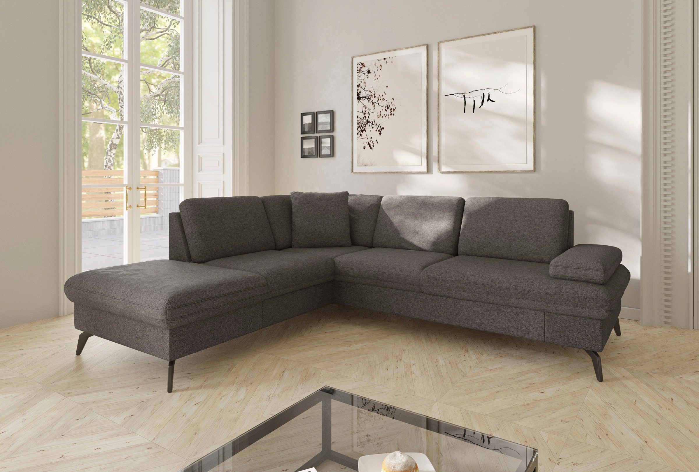 sit&more Ecksofa "Morris Jubi L-Form", inkl. Armteilfunktion und 1 Zierkiss günstig online kaufen