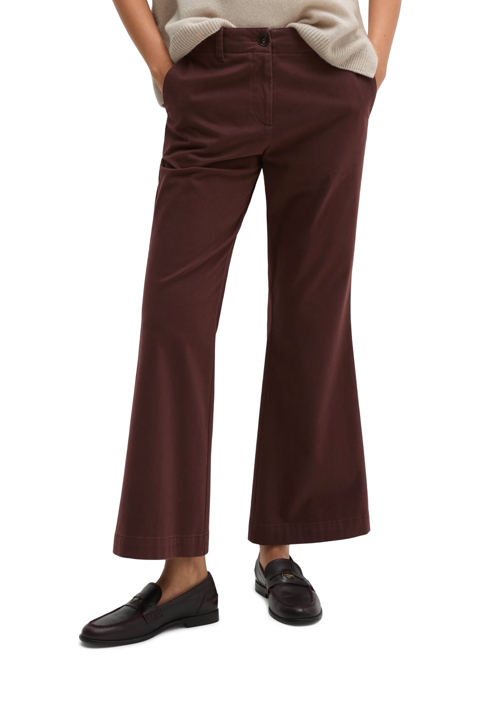 Marc OPolo 7/8-Hose "Marthe Flared" aus Baumwoll-Stretch-Satin, Flared Fit