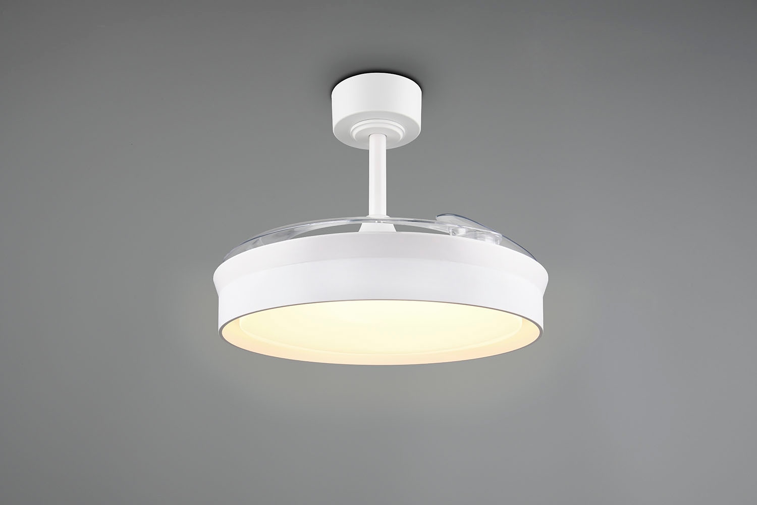 REALITY Leuchten LED Deckenleuchte »KERAVA mit Ventilator, Deckenventilator mit ausklappbaren Flügeln 30W« LED-Board 1 Stk. Farbwechsler | warmweiß - kaltweiß Ø 46 - 106 cm (aufgeklappt), 6 Stufen, LED 30W CCT dimmbar Timer