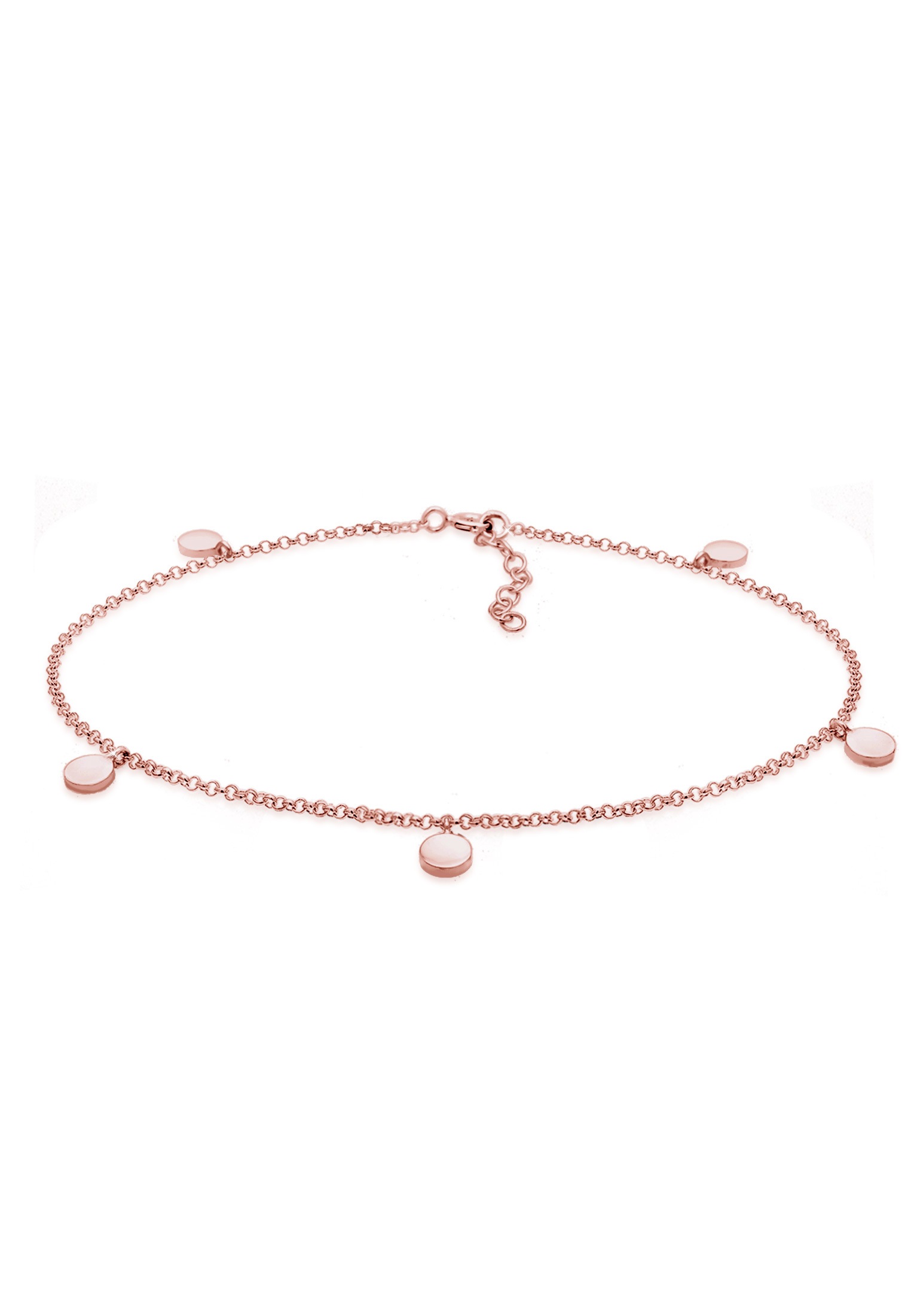 Elli Fußkette Fußkette mit Plättchen Sommer 925er Silber Damen roségoldfarben 22 cm