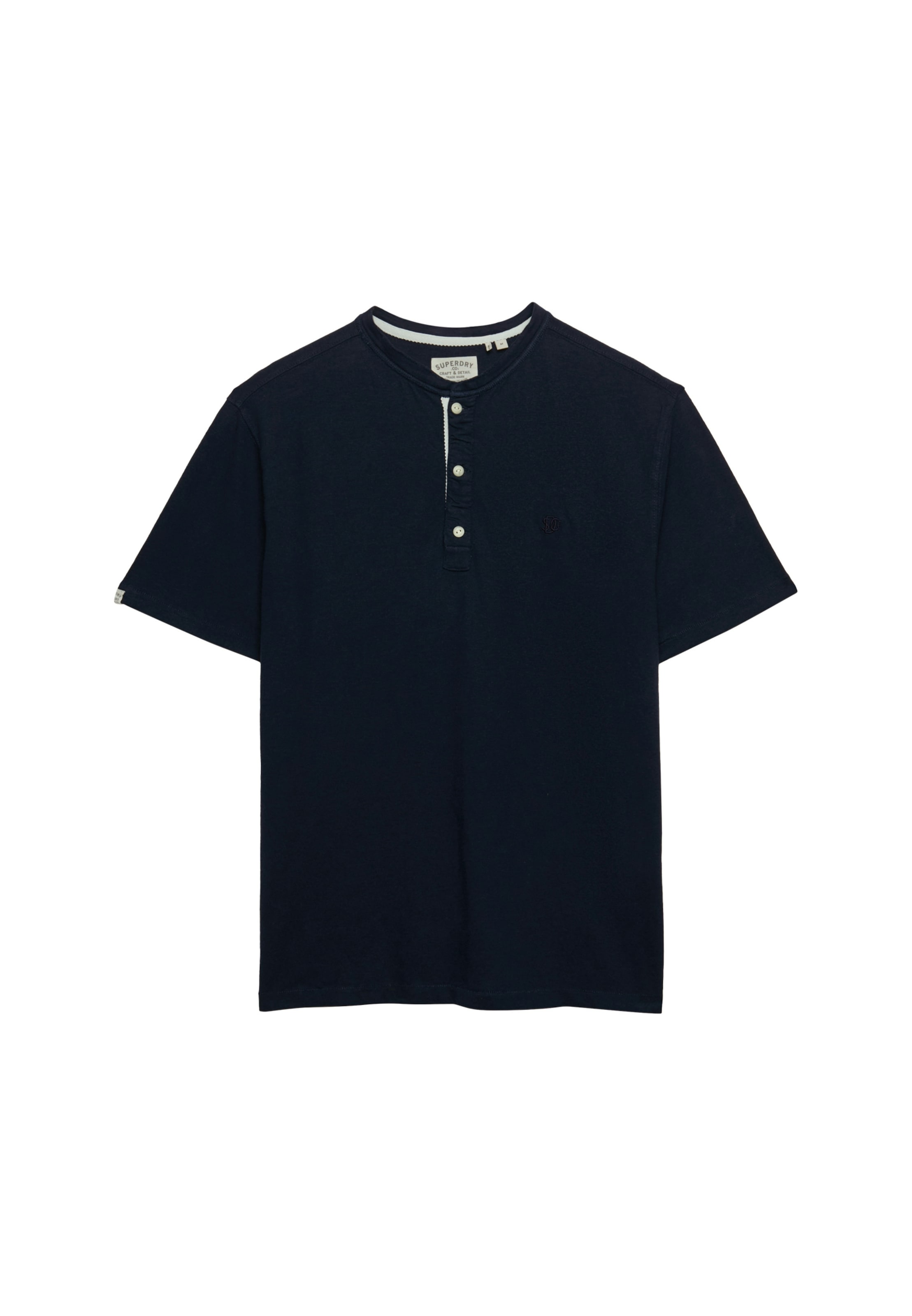 Superdry T-Shirt »CLASSIC COTTON LIN SS GRANDAD« mit Markenlabel, aus Baumwolle und Leinen, in Single Jersey, Kurzarm