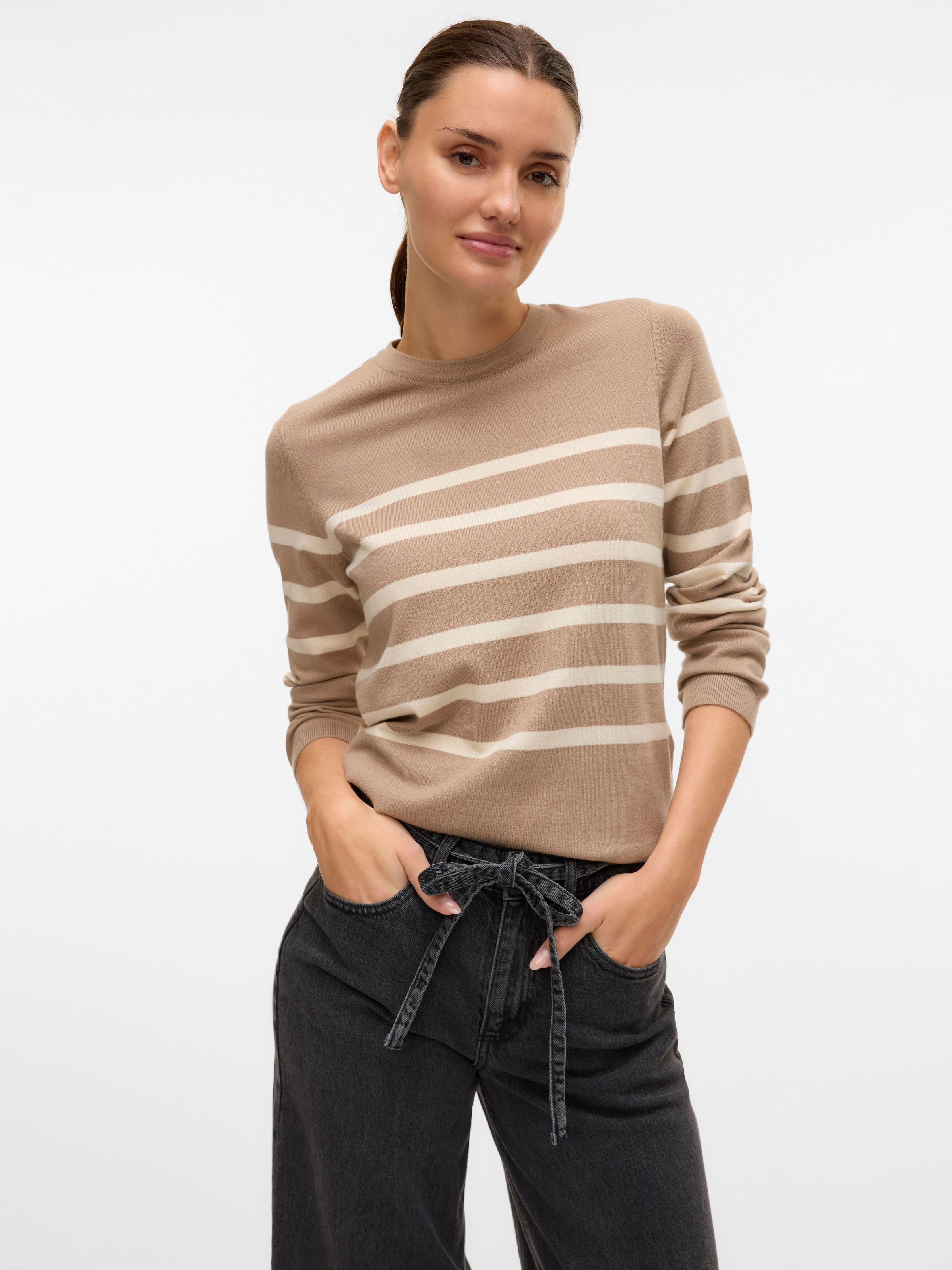 Vero Moda Rundhalspullover "VMSABA PLAIN LS O-NECK PULLOVER GA NOOS" günstig online kaufen