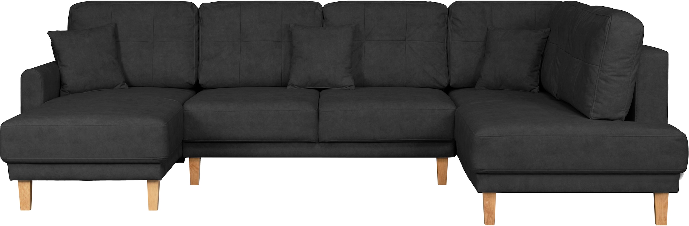 Home affaire Wohnlandschaft »TRIPLO U-Form wahlweise mit Schlaffunktion, B/T/H: 310/192/90 cm«, Schlafsofa, auch mit Bettkasten, Steppung im Rückenkissen