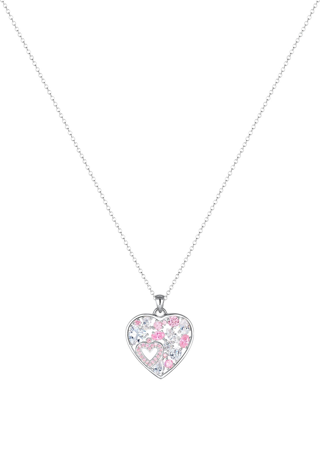 Elli Premium Kette mit Anhänger »Herz Zirkonia Verspielt 925 Sterling Silber«