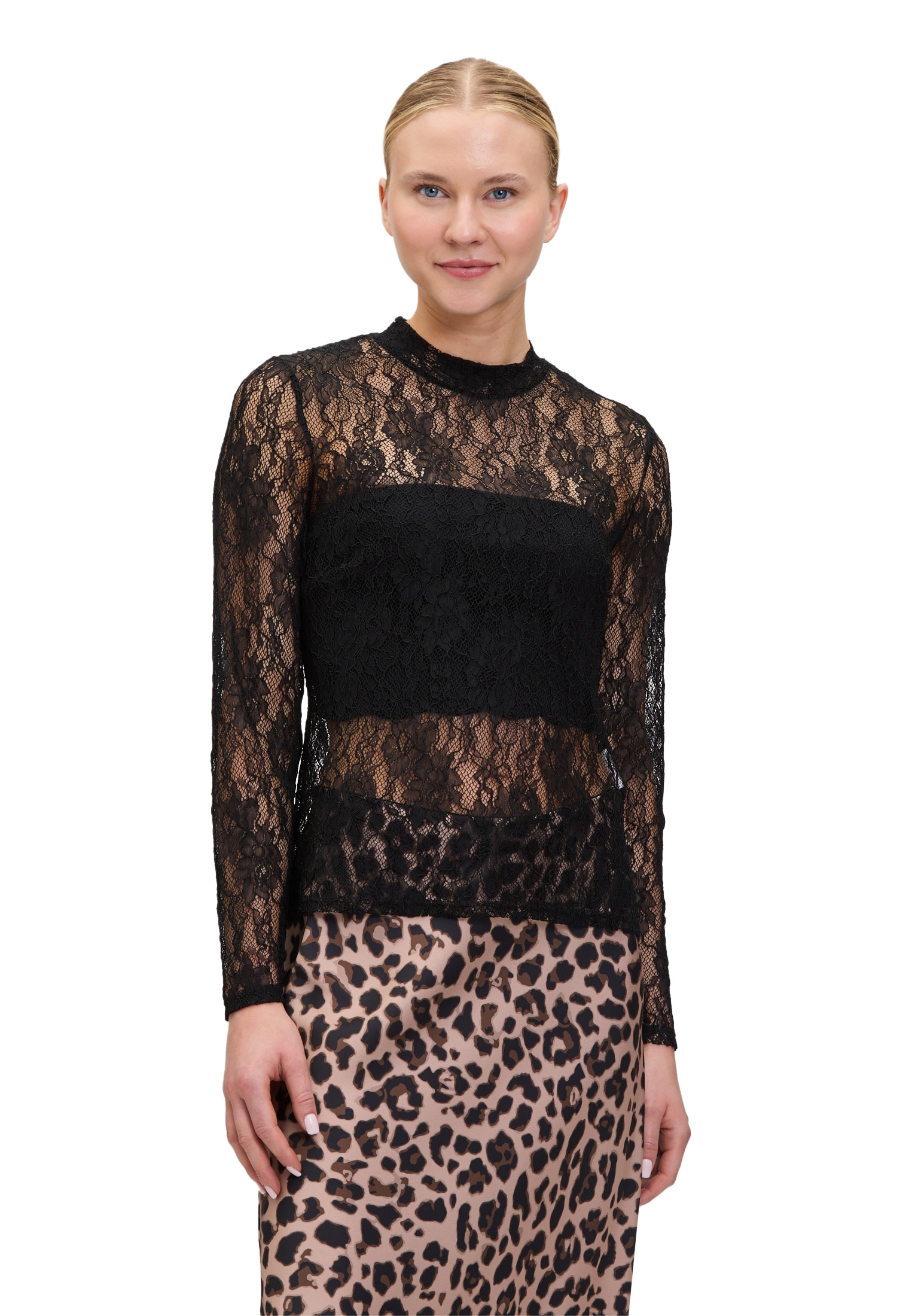 Vera Mont Kurzarmshirt "Damen Spitzenshirt langarm", 1 Stk. günstig online kaufen