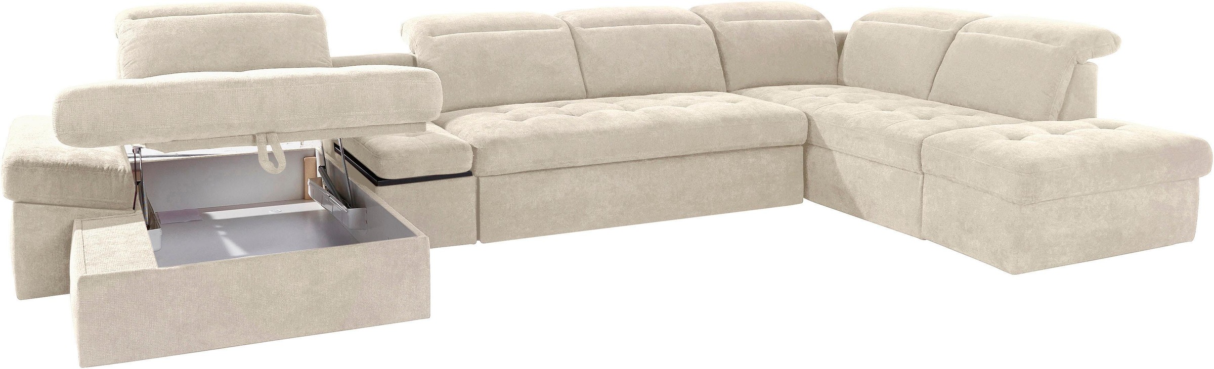 sit&more Wohnlandschaft »Stardust U-Form«, inklusive Kopfteilverstellung, Armlehnenfunktion und Tischelement