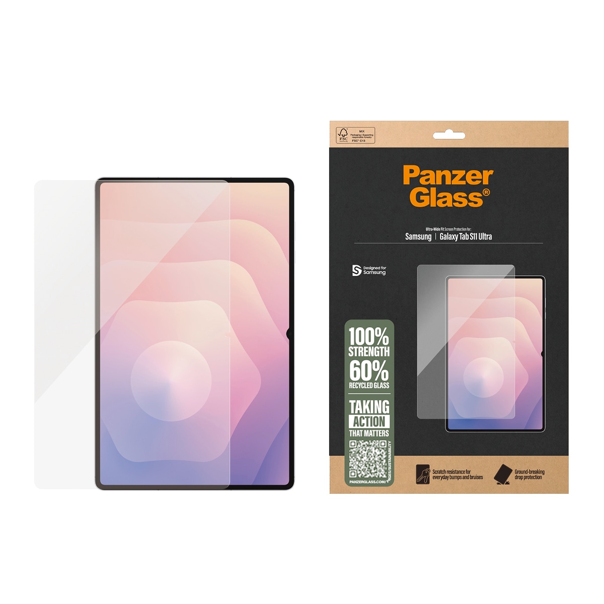 Displayschutzglas "Ultra-Wide Fit Screen Protector", B:26cm H:0,1cm T:40,5mm, transparent, CARE BY PANZERGLASS, Displayfolien, Displayschutzfolie,