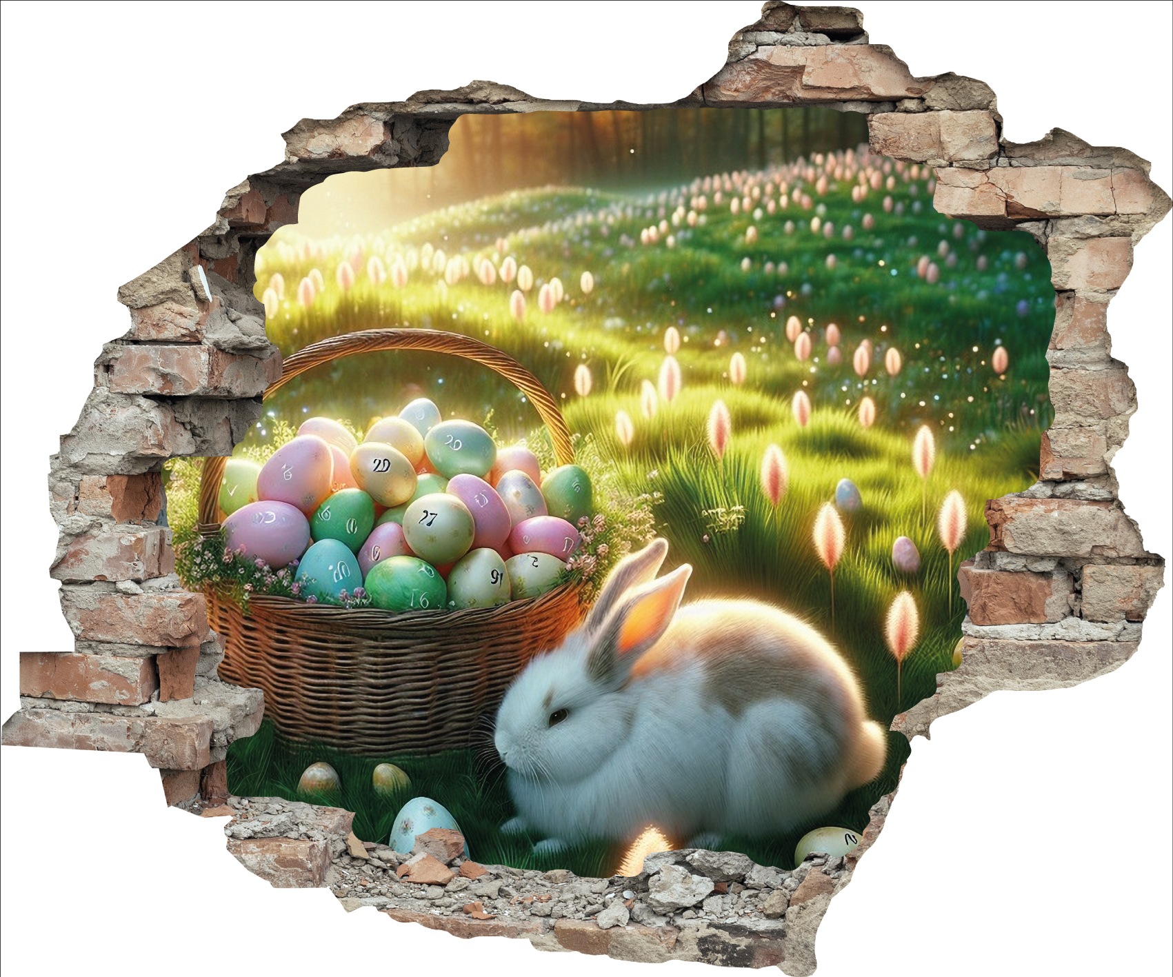 queence 3D-Wandtattoo "Osterhase und Osterkorb" Selbstklebender Wandsticker günstig online kaufen
