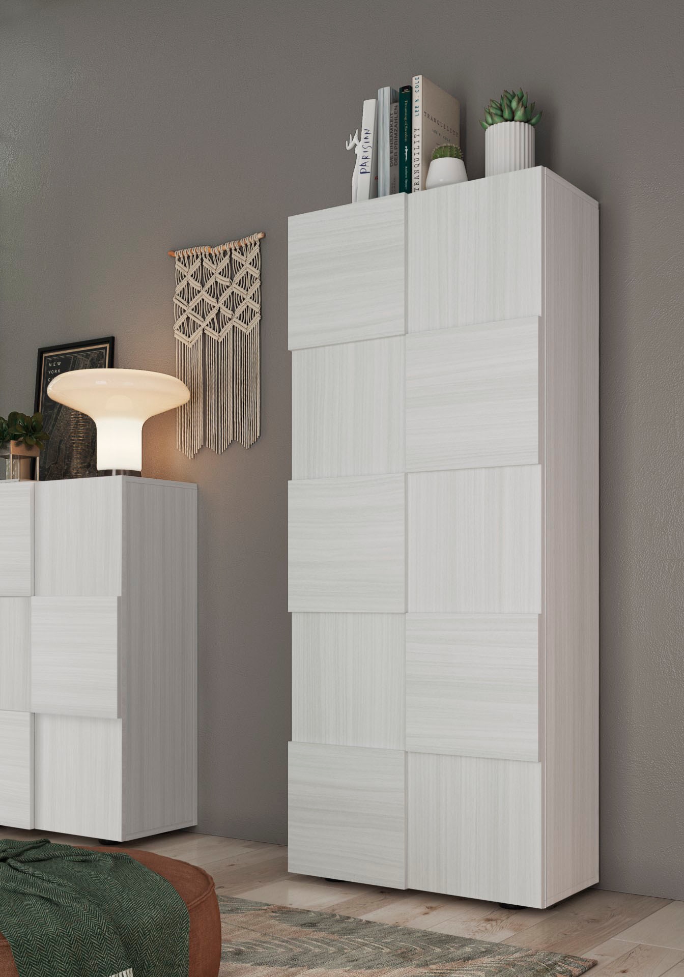 Home affaire Garderobenschrank "Dama Breite 78, Höhe 187 cm, Front 3D-Optik," Kleiderstange, 2 Einlegeböden, viel Stauraum