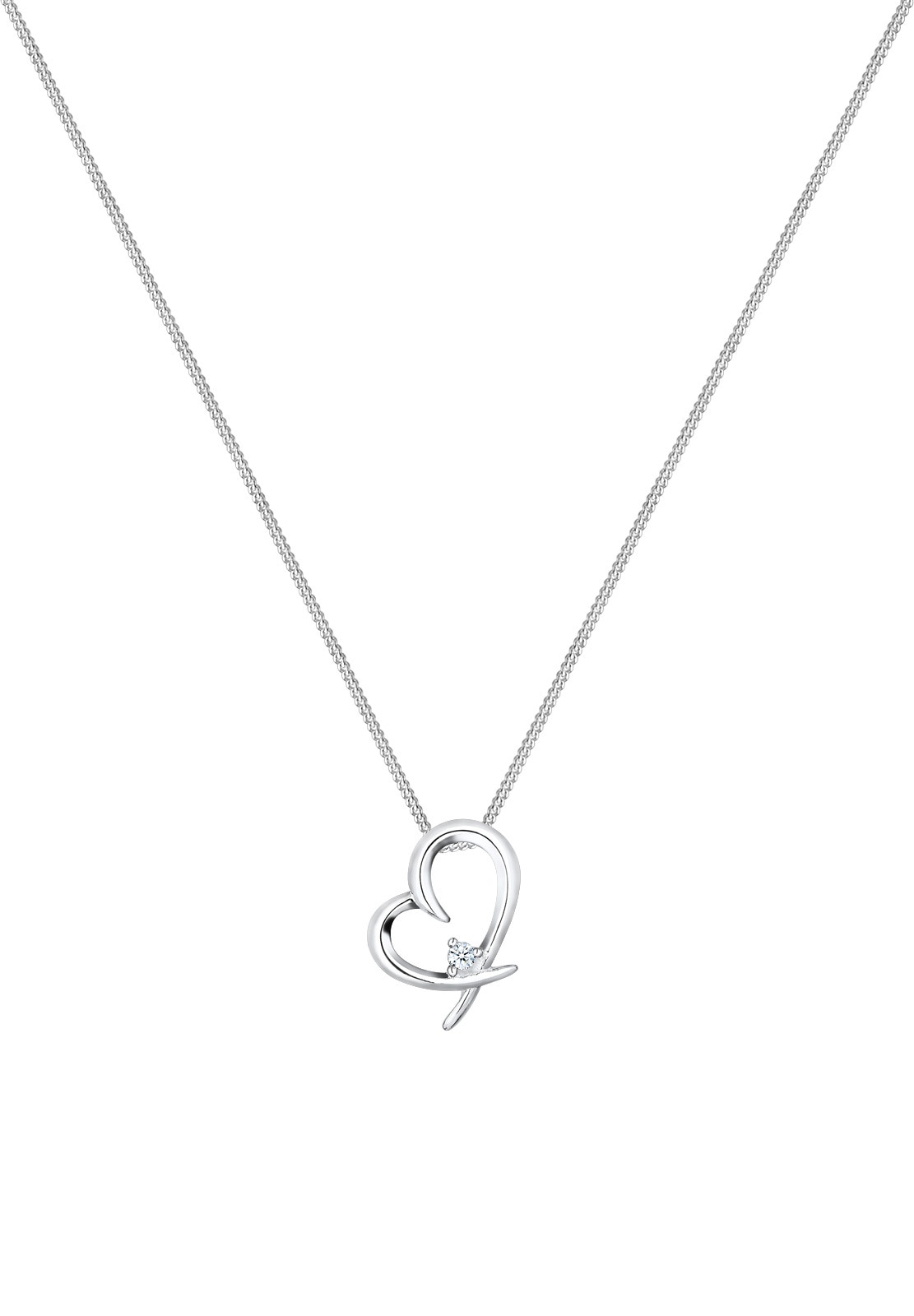 Elli DIAMONDS Silberkette »Halskette Herz Diamant Weiß Brillantschliff (0.03 ct) 925 Sterling Silber«