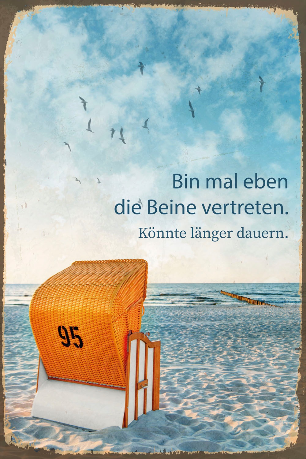 queence Metallbild "Beine vertreten", Strand-Strandbilder-Düne-Schriftzug-S günstig online kaufen