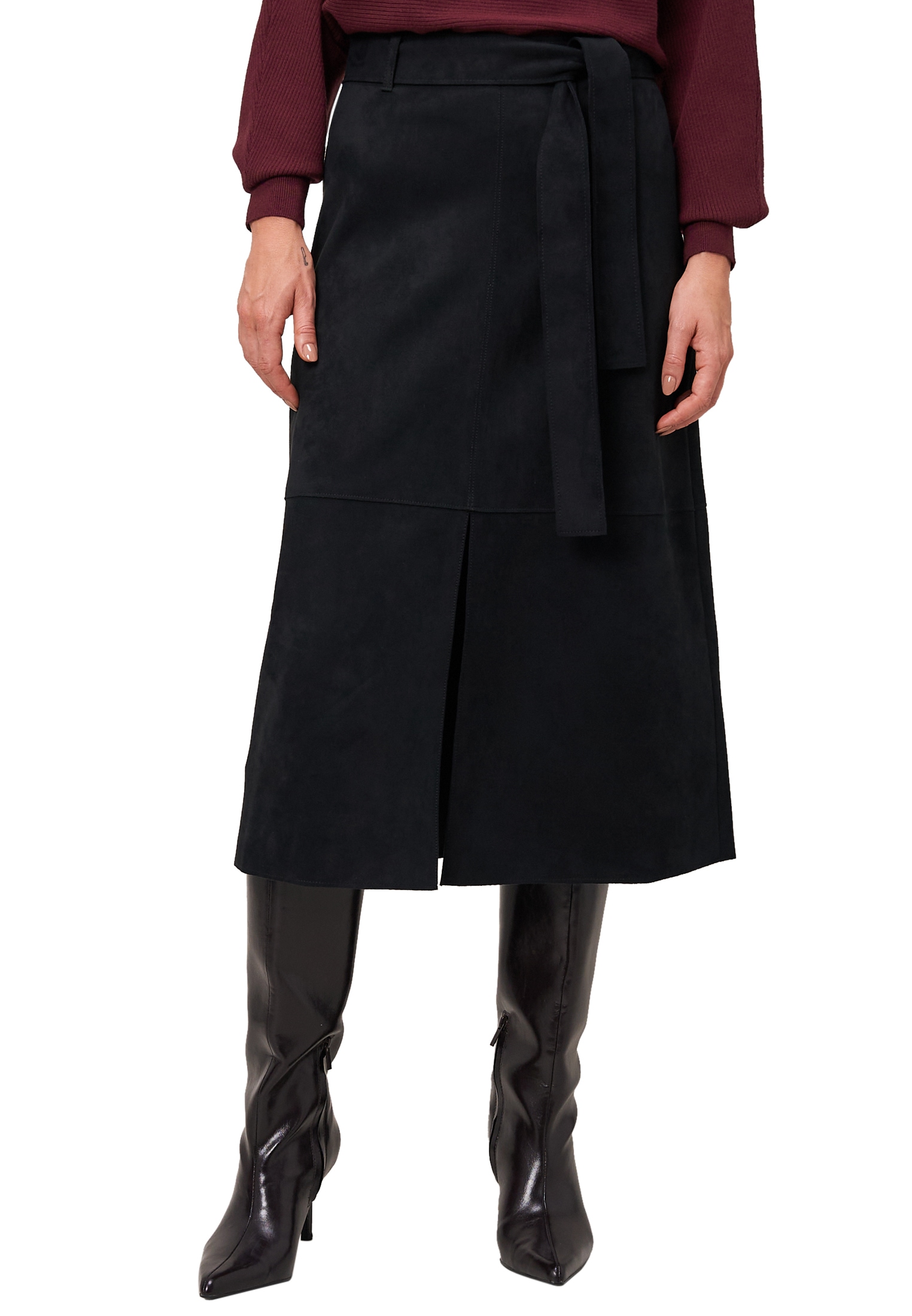 Zero Midirock "zero Damen Midirock mit Bindegürtel", Gürtel günstig online kaufen