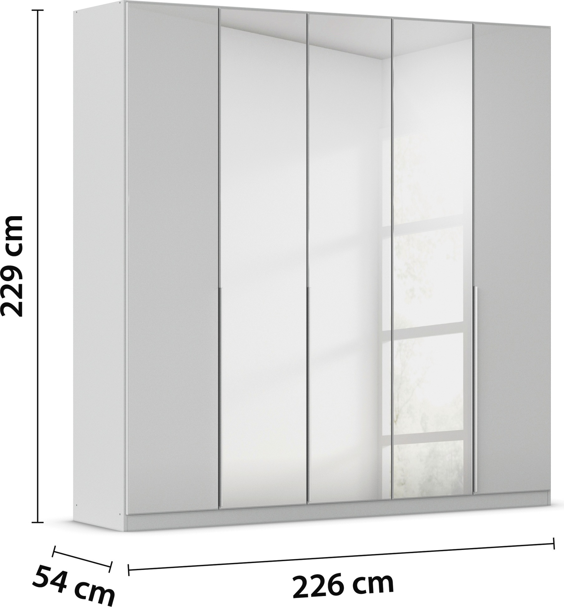 rauch Drehtürenschrank »Kleiderschrank Kleiderschränke Schrank Garderobe AGORDO mit Glasfront«, (in zwei Griff-Farben), durchdachte Innenausstattung, in 6 Breiten und 2 Höhen MADE IN GERMANY