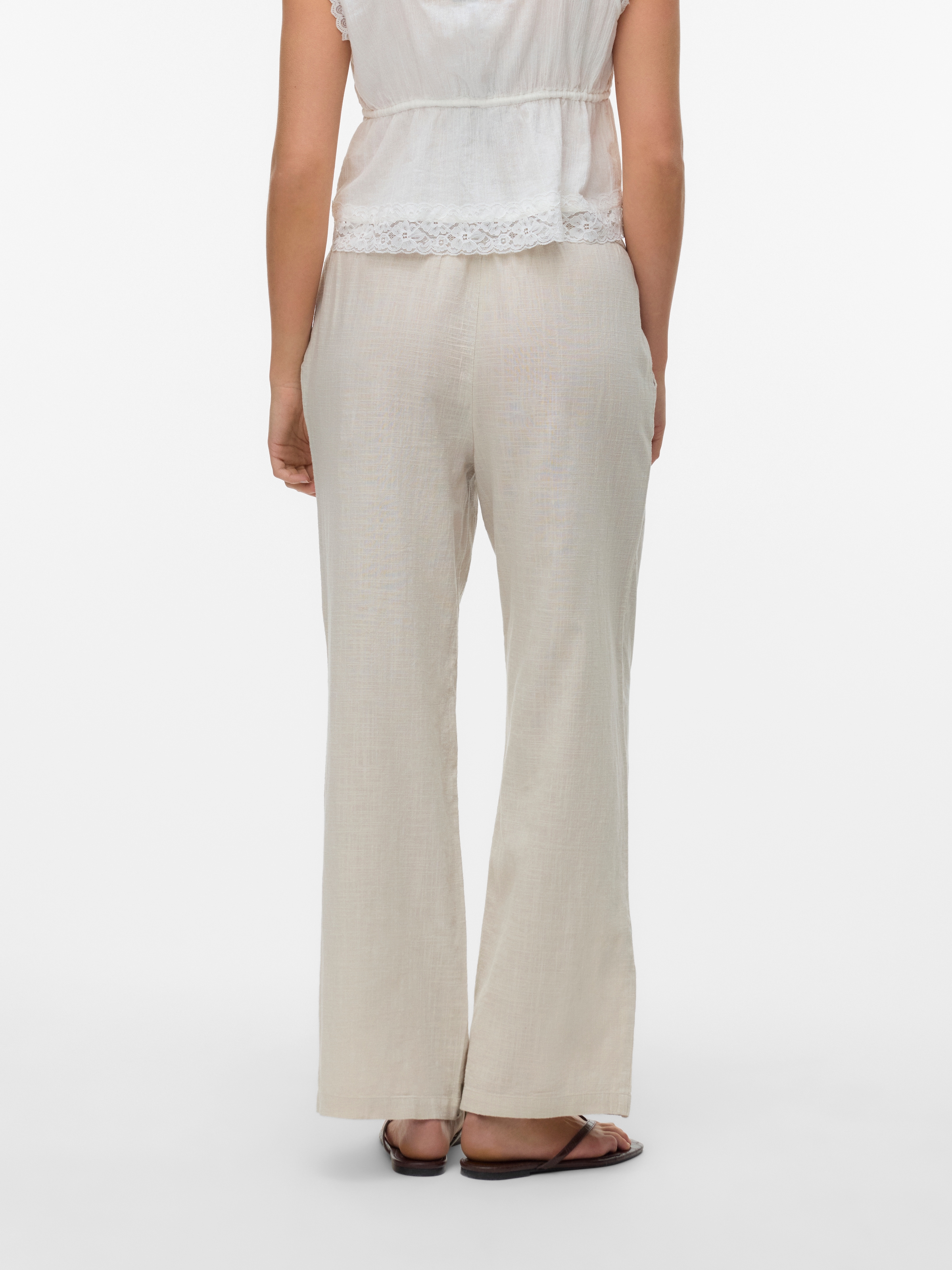 Vero Moda Schlupfhose »VMCAIA MW WIDE PANT WVN NOOS«, mit Leinen