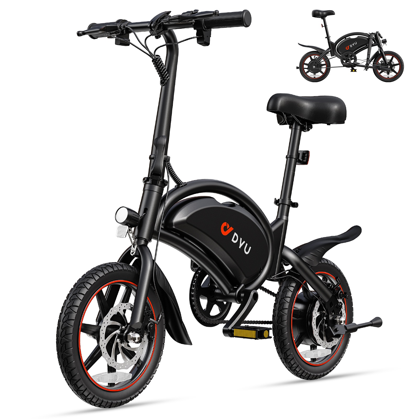 DYU E-Bike "DYU D3S", 14 Zoll (35,56cm)schwarz, Elektrofahrräder