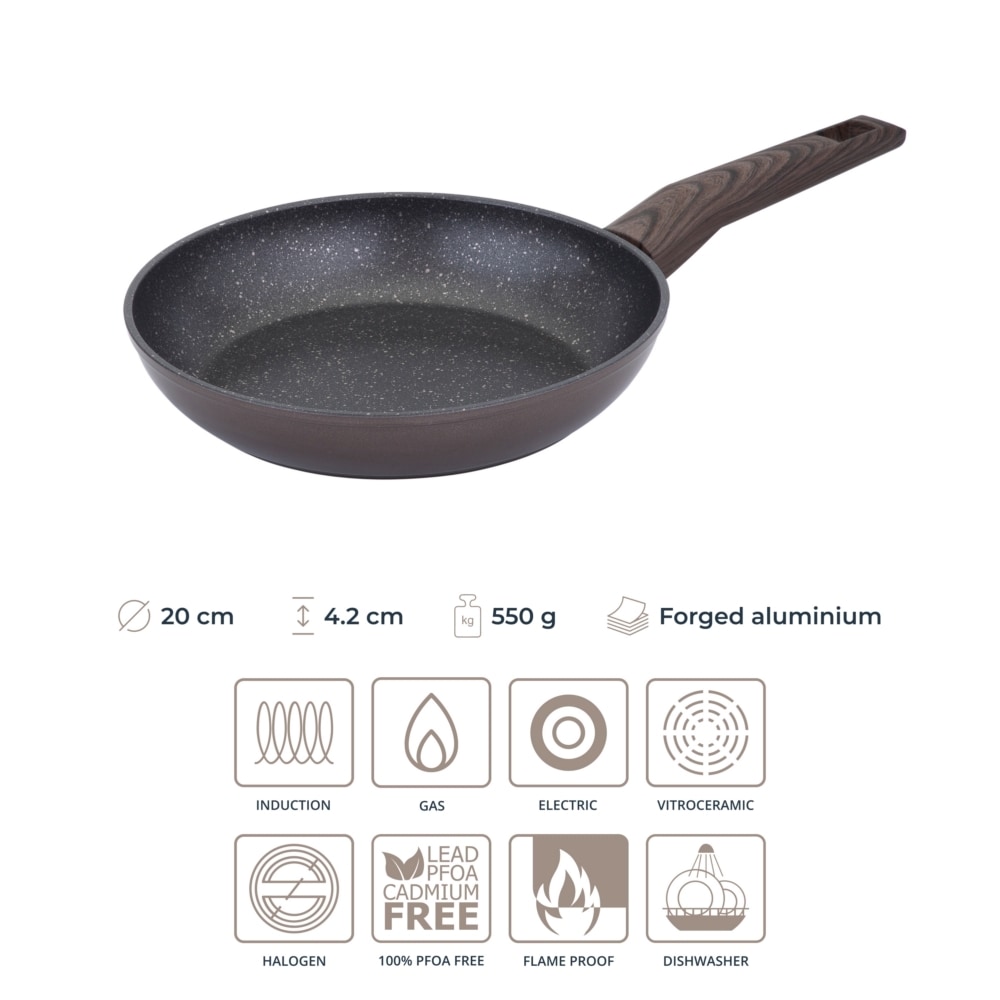 RESTO Kitchenware Pfannen-Set »Carina antihaftbeschichtet und spülmaschinenfest« Aluminium Set, 1x Bratpfanne Ø 20 cm, 2x tiefe Bratpfanne Ø 24/28 cm, 3 tlg. für alle Herdarten geeignet, auch Induktion