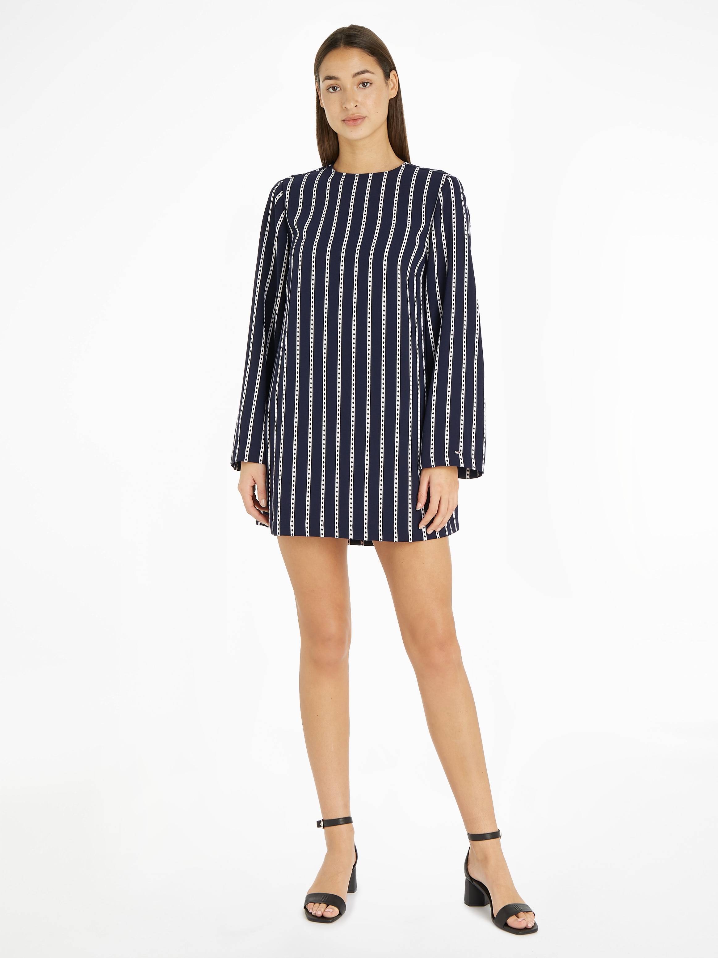 bestellen Tommy Blusenkleid SHIFT Hilfiger Rundhals »ARGYLE STRIPE BAUR CREPE DRESS«, mit für |