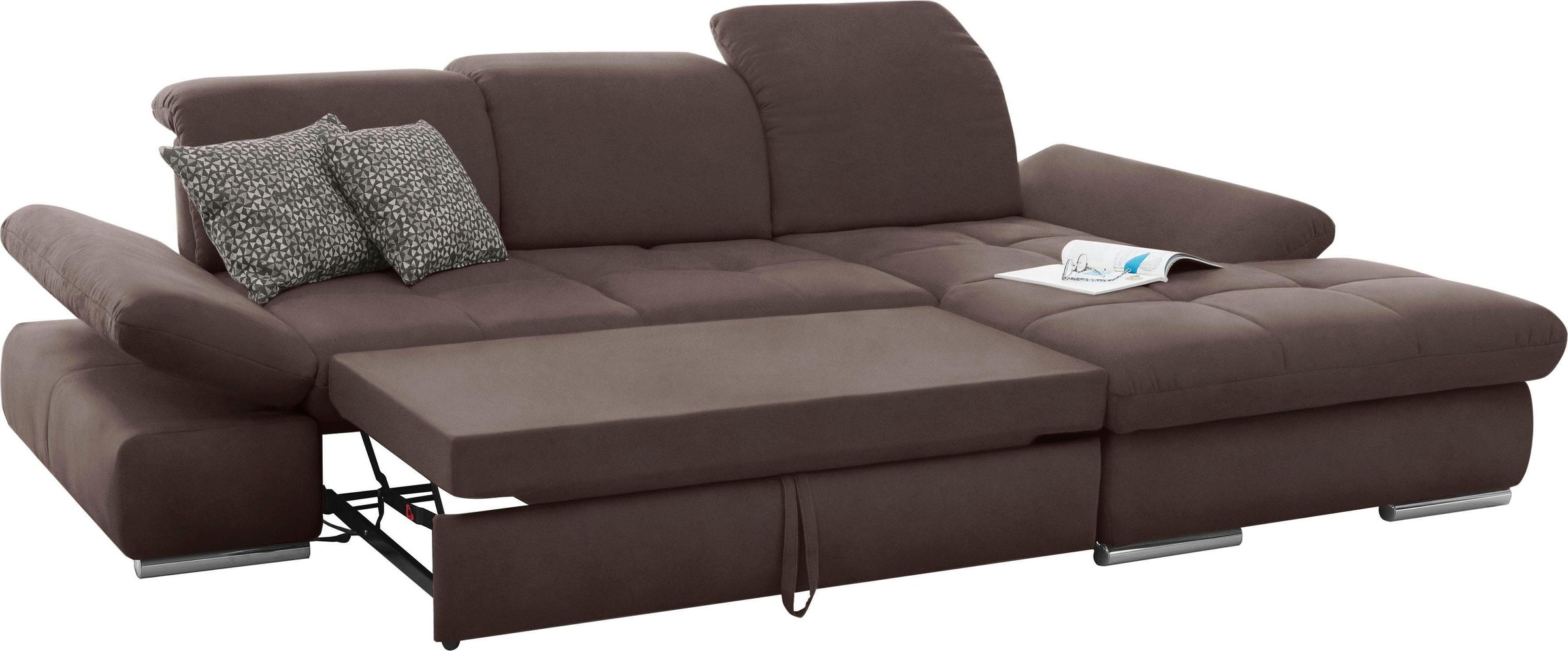 set one by Musterring Ecksofa »SO4100 V«, mit verstellbaren Kopfteilen, wahlweise mit Funktionen, Cord-Bezug
