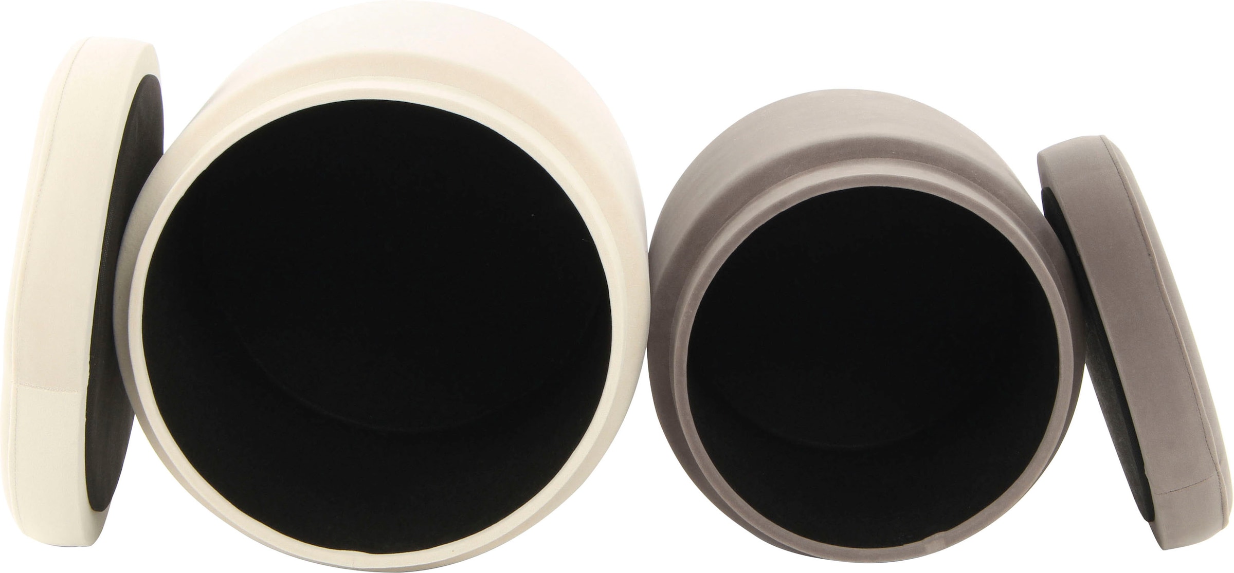 Kayoom Stauraumhocker »Hocker Zora 225 2er-Set, samtweicher Stoffbezug,runde elegante Form«, (Set, 2 St.), samtweich, gepolstert, mit Stauraum, weiche Polsterung