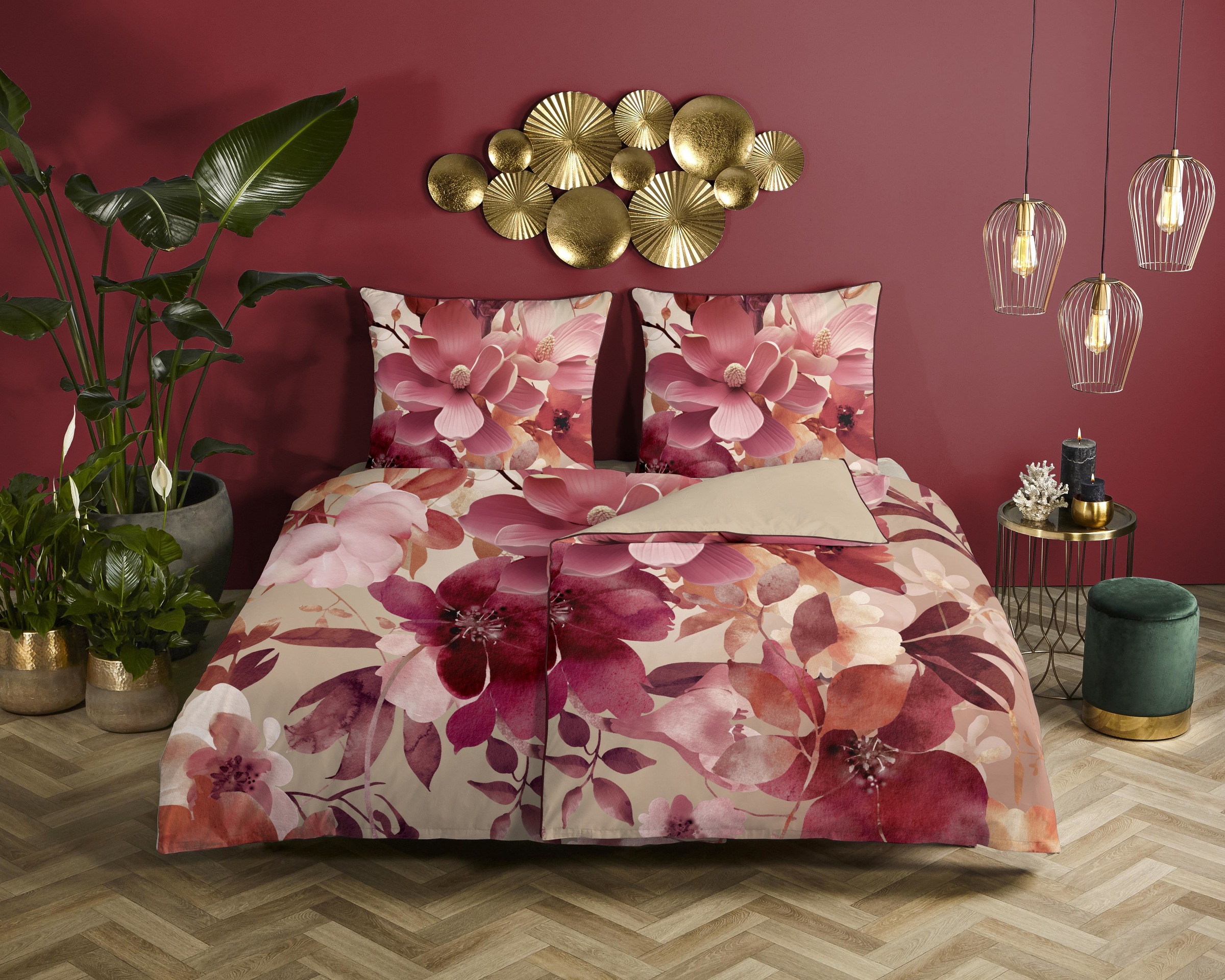 Descanso Wendebettwäsche "Chaja" 3 Stk. tlg. Satin, Reißverschluss, Paspel, günstig online kaufen
