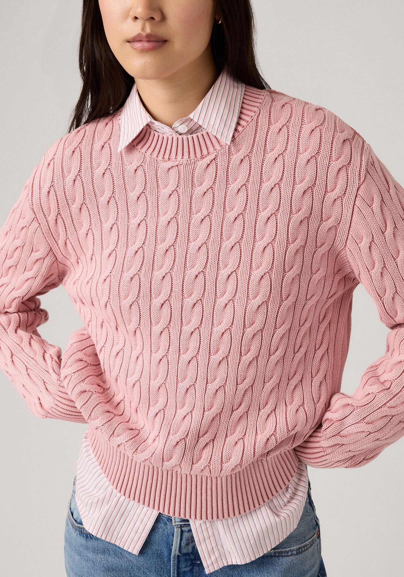 Thumbnail - Levis Rundhalspullover "BOYFRIEND CREW PU" Mit Zopfmuster