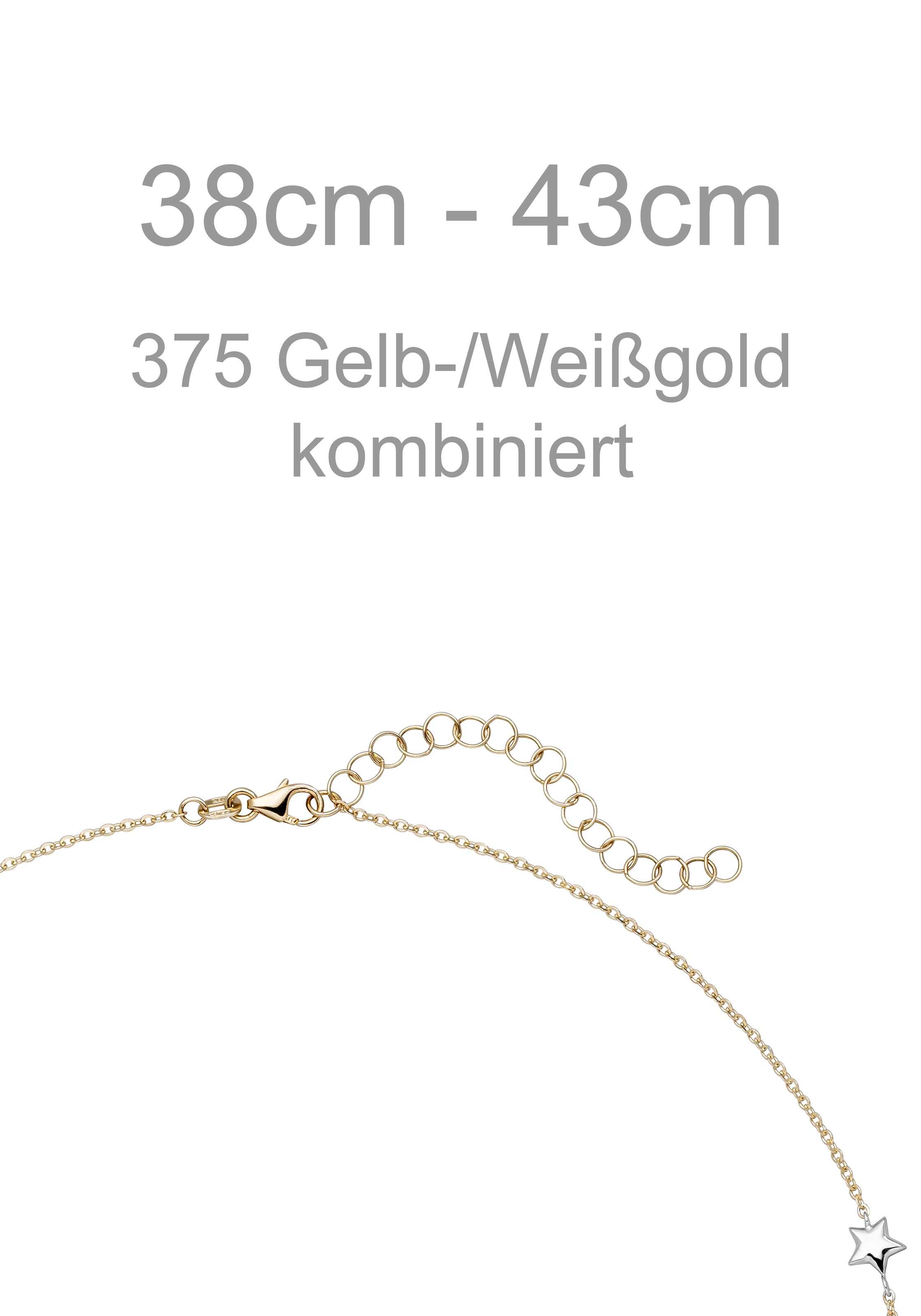 JOBO Kette ohne Anhänger »mit sternförmigen Zwischenelementen« 375 Gold Bicolor 43 cm