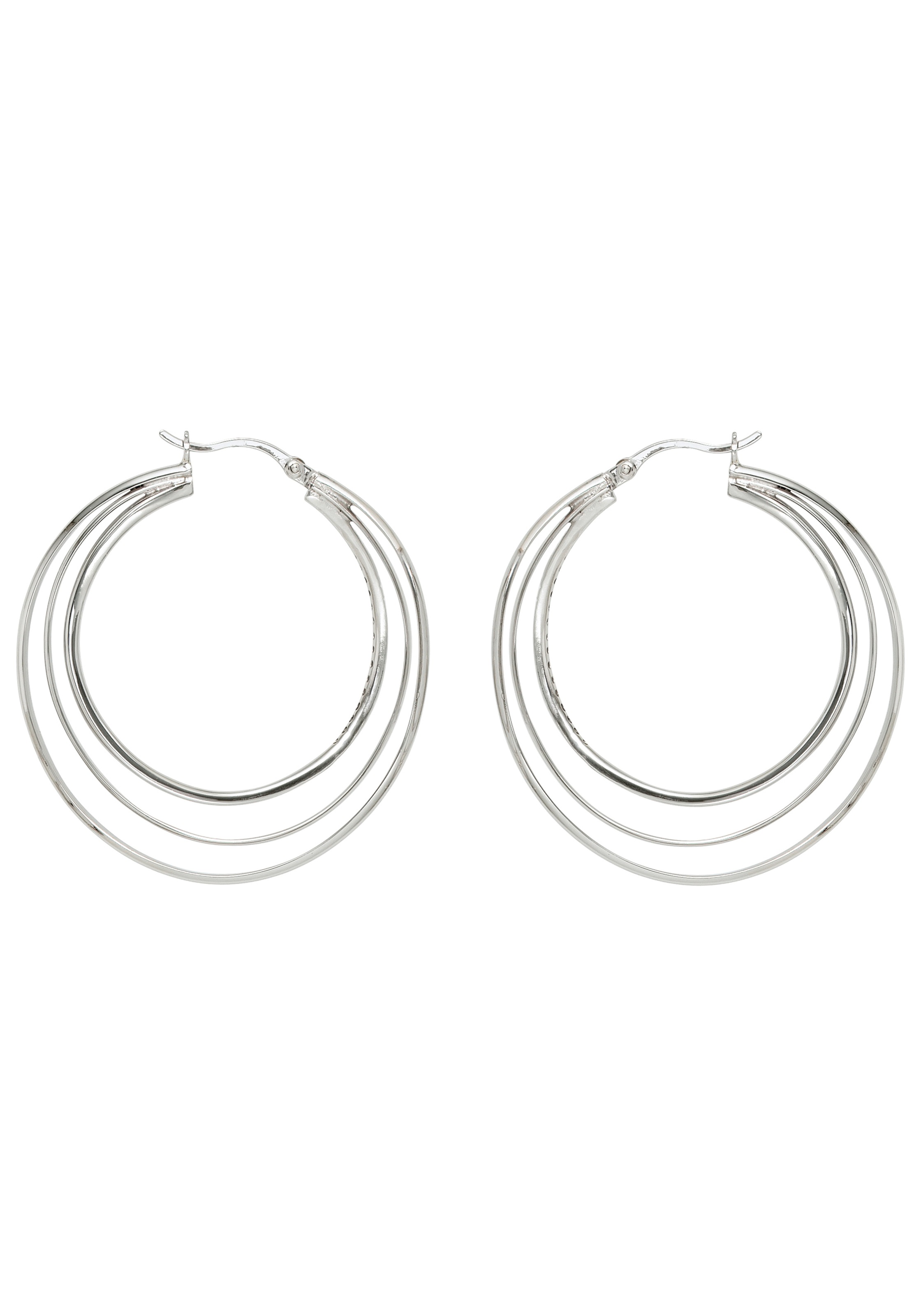 JOBO Paar Creolen 925 Silber mit 34 Zirkonia