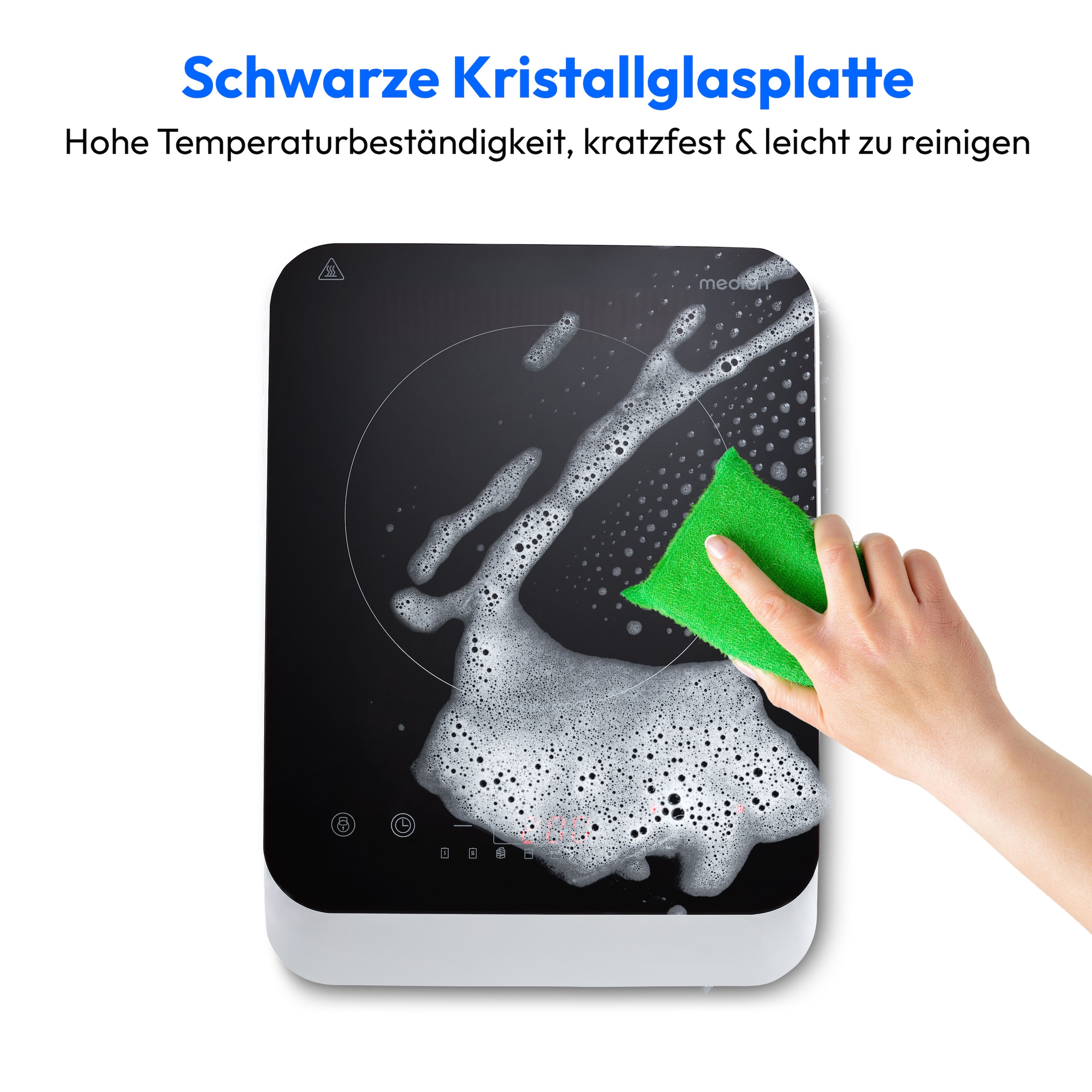 Medion® Einzel-Induktionskochplatte »MD 18490, 2000 W Induktionsleistung, automatische Topferkennung, Timer«, Temperaturbereich 60 - 240°, Sensor-Touch-Display, 8 Automatikprogr.