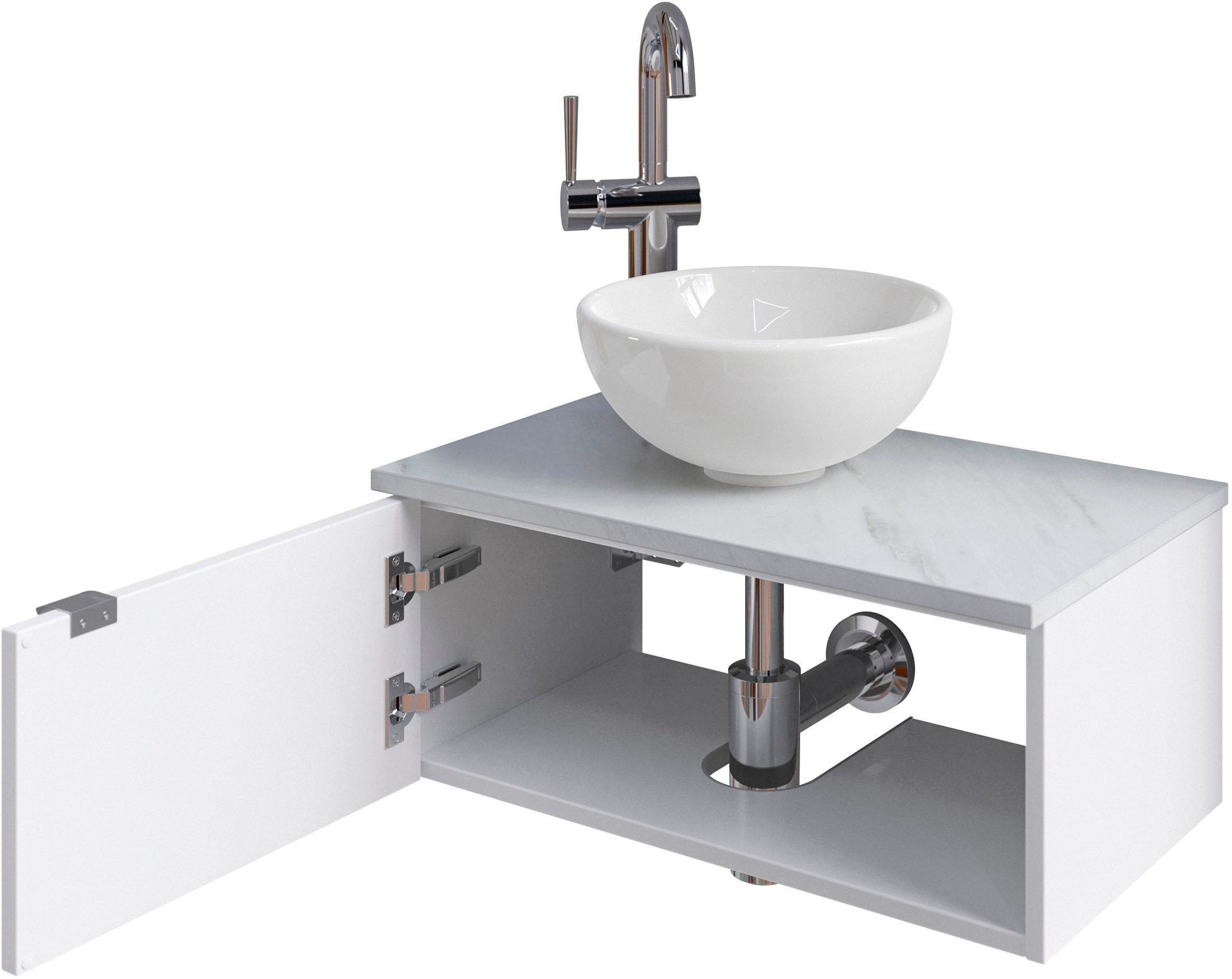 Saphir Badmöbel-Set »Serie 6915«, (4 St.), Gäste-Bad, 70 cm breit, mit LED-Spiegel, offenem Fach und 1 Tür