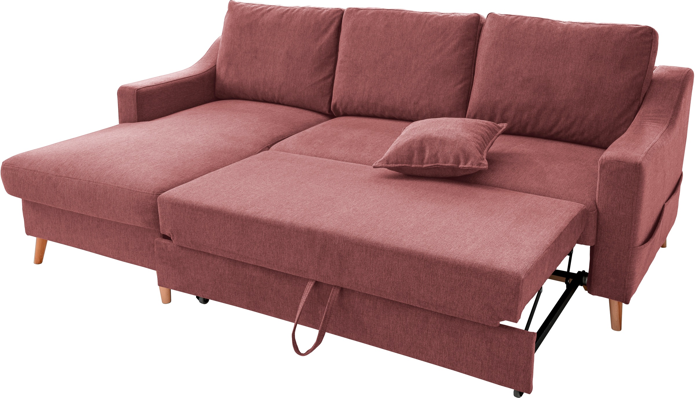 Thumbnail - INOSIGN Ecksofa "Valentina L-Form" 2 Zierkissen, mit Seitentasche, ausziehbarer Liegefläche, Bettkasten