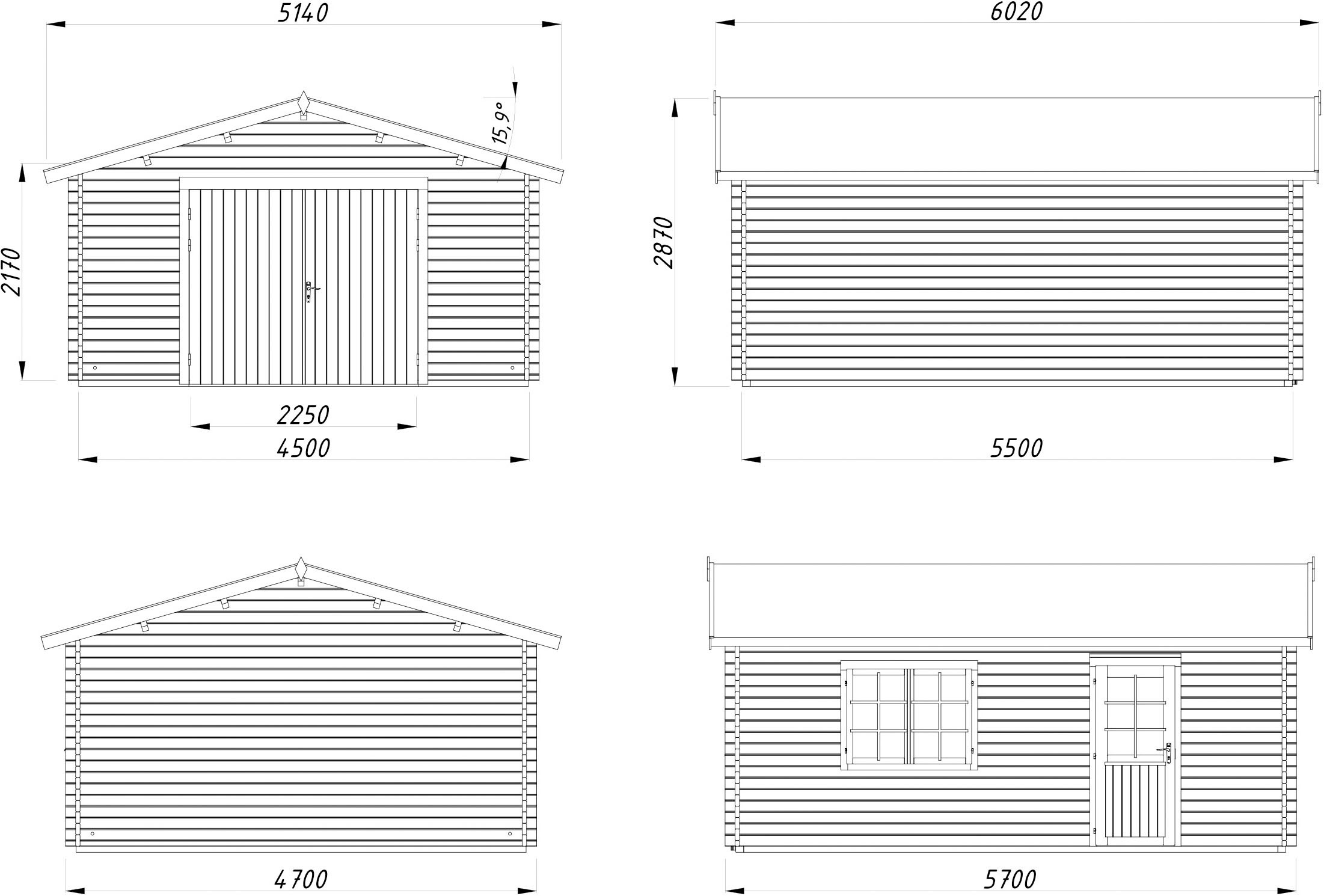 Palmako Garage »Roger, mit Holztor« BxTxH: 514x598x287 cm