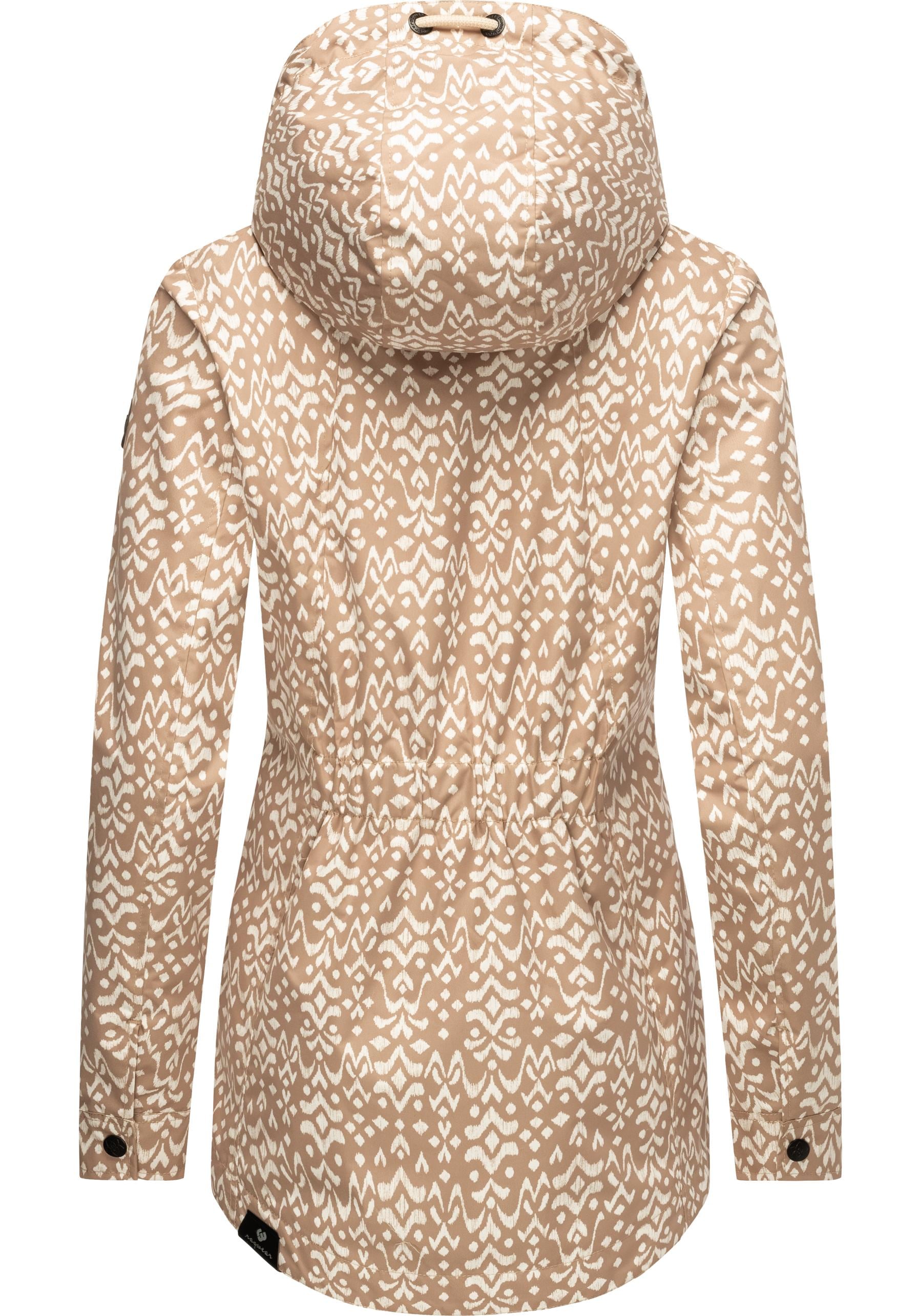 Ragwear Outdoorjacke »Zuzka Ikat«, mit Kapuze, Wasserdichte Übergangsjacke mit großer Kapuze