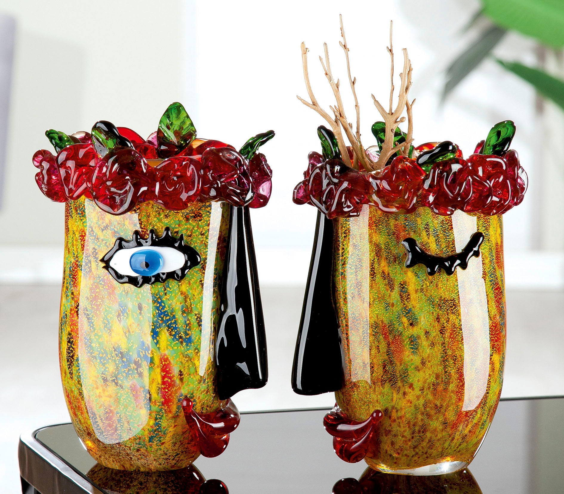 Casablanca by Gilde Tischvase "Floro" dekorative Vase aus Glas, Blumenvase günstig online kaufen