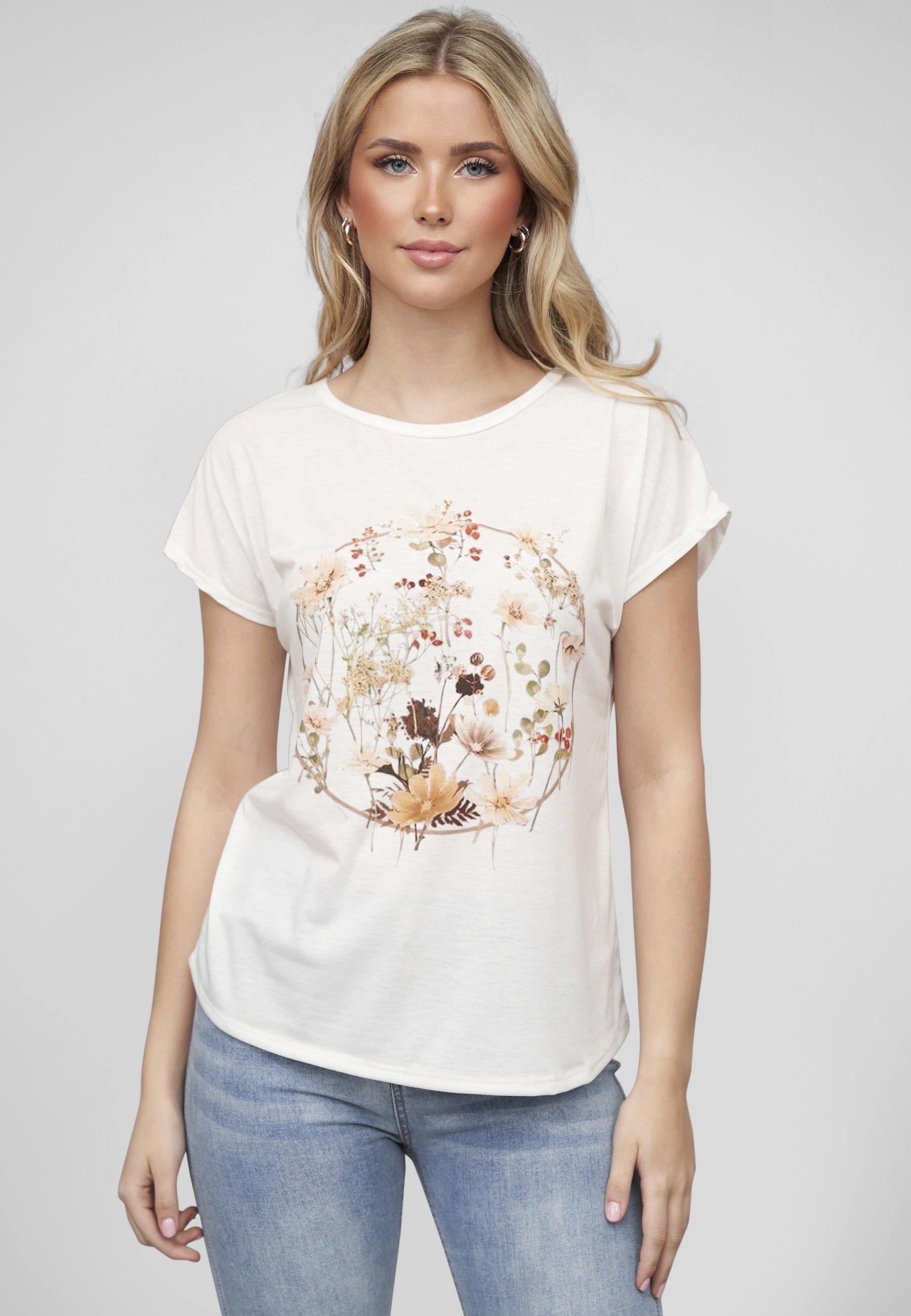 Thumbnail - CLOUD 5IVE T-Shirt "CLOUD 5IVE Viskose T-Shirt mit Blumen Print" 1 Stk.