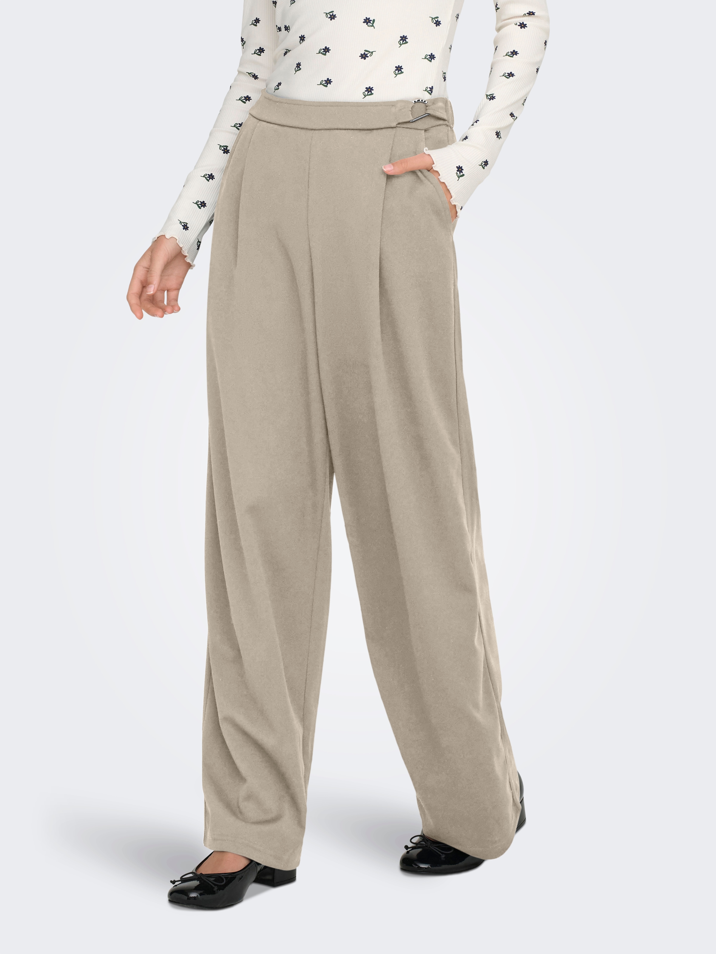 ONLY Anzughose "ONLSANIA LIFE WIDE BUCKLE PANT JRS" Materialmix günstig online kaufen