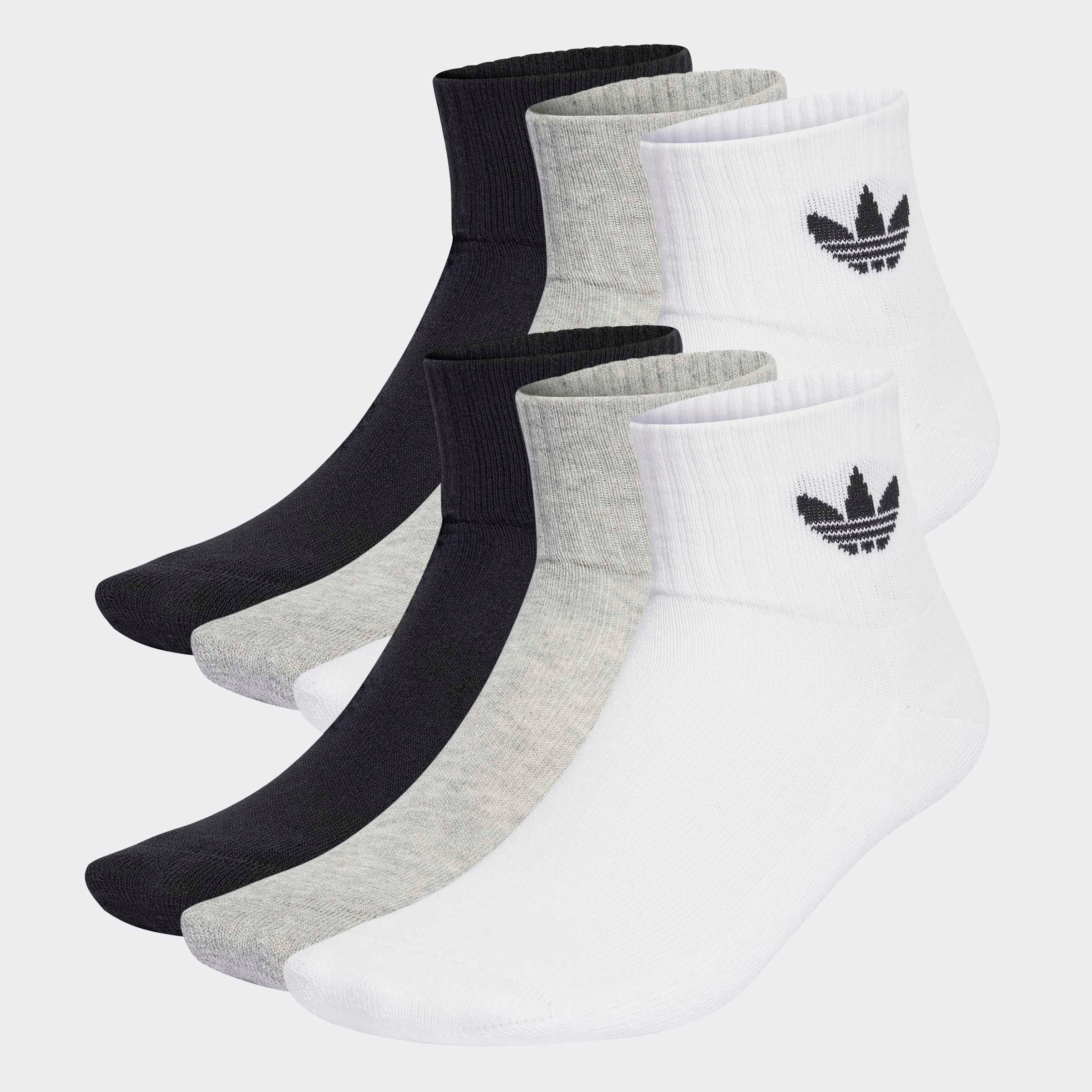 Sportsocken "1/4 SOCKS 6P", ADIDAS ORIGINALS, Gr. L, schwarz-weiß, Obermaterial: 65% Baumwolle, 32% Polyester, 2% Elasthan, 1% sonstige Fasern,