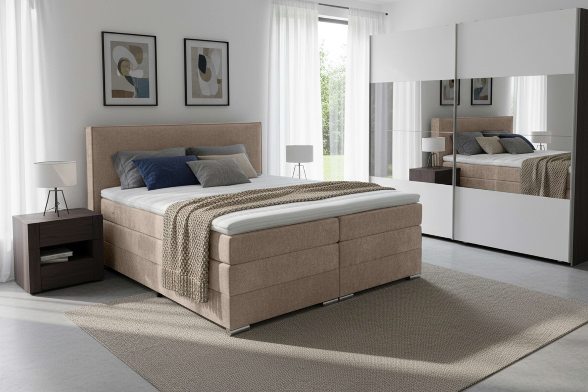 Boxspringbett HOME AFFAIRE, B:167cm L:219cmportabella, 100% PES, Komplettbetten, "Romeo, Doppelbett, Polsterbett, Federkernbett, Komforbett, 160, 180