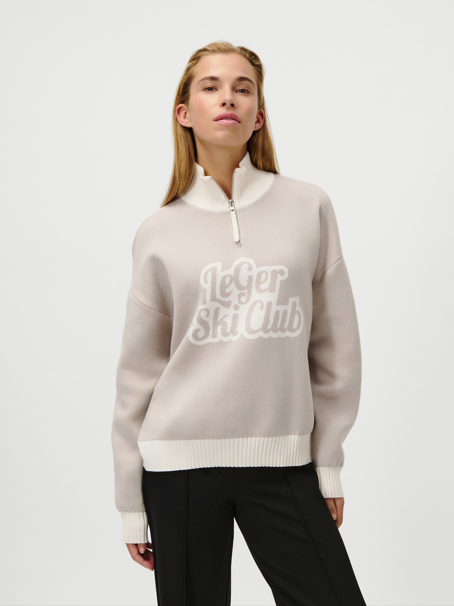 LEGER Damen Troyer "Charis, LeGer by Lena Gercke"greige, Gr. 40, Strick, Obermaterial: 55% Polyacryl, 45% Baumwolle, Pullover, überschnitten