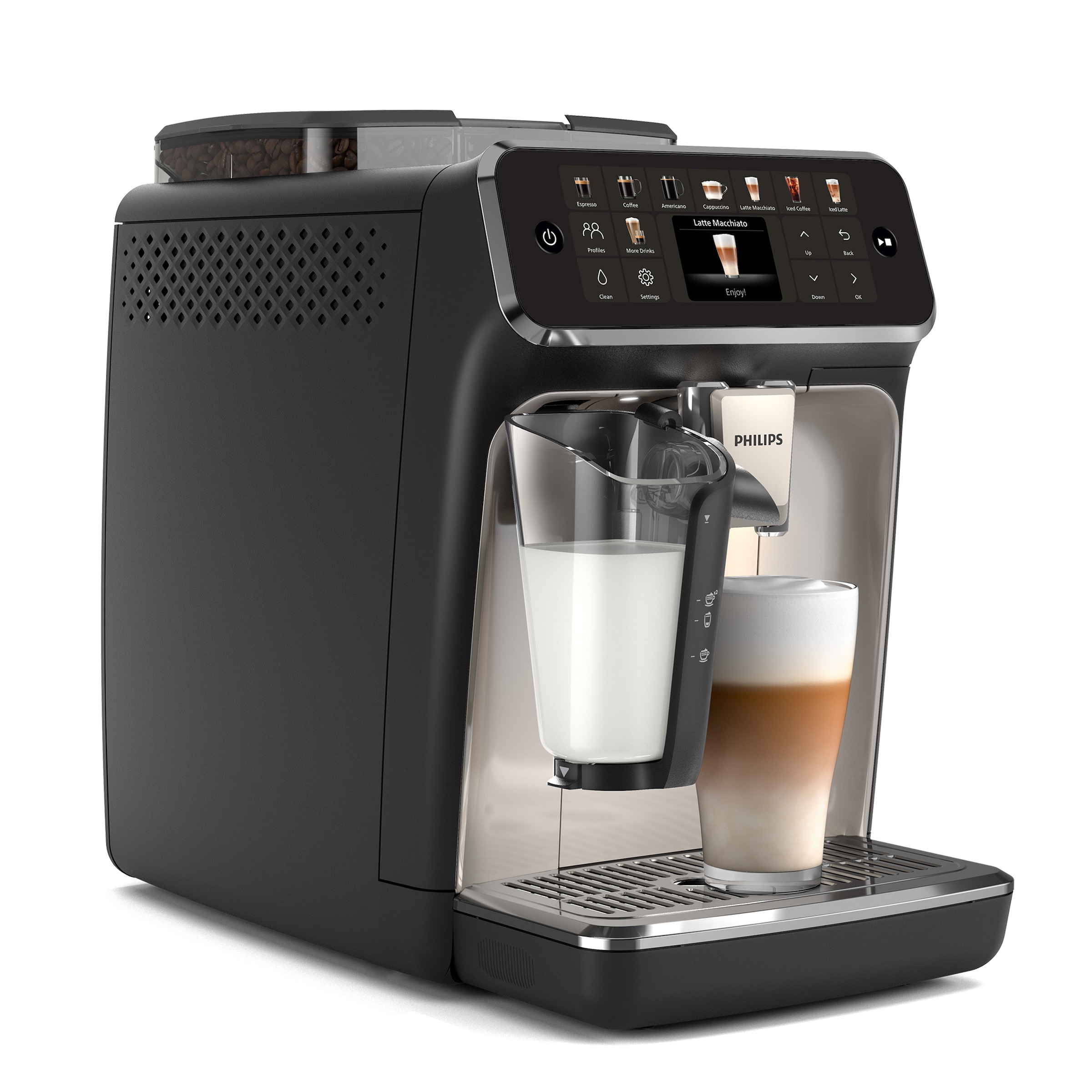 Philips Kaffeevollautomat "EP5547/90 5500 Series, 20 Kaffeespezialitäten (heiß oder eisgekühlt),", LatteGo-Milchsystem, 