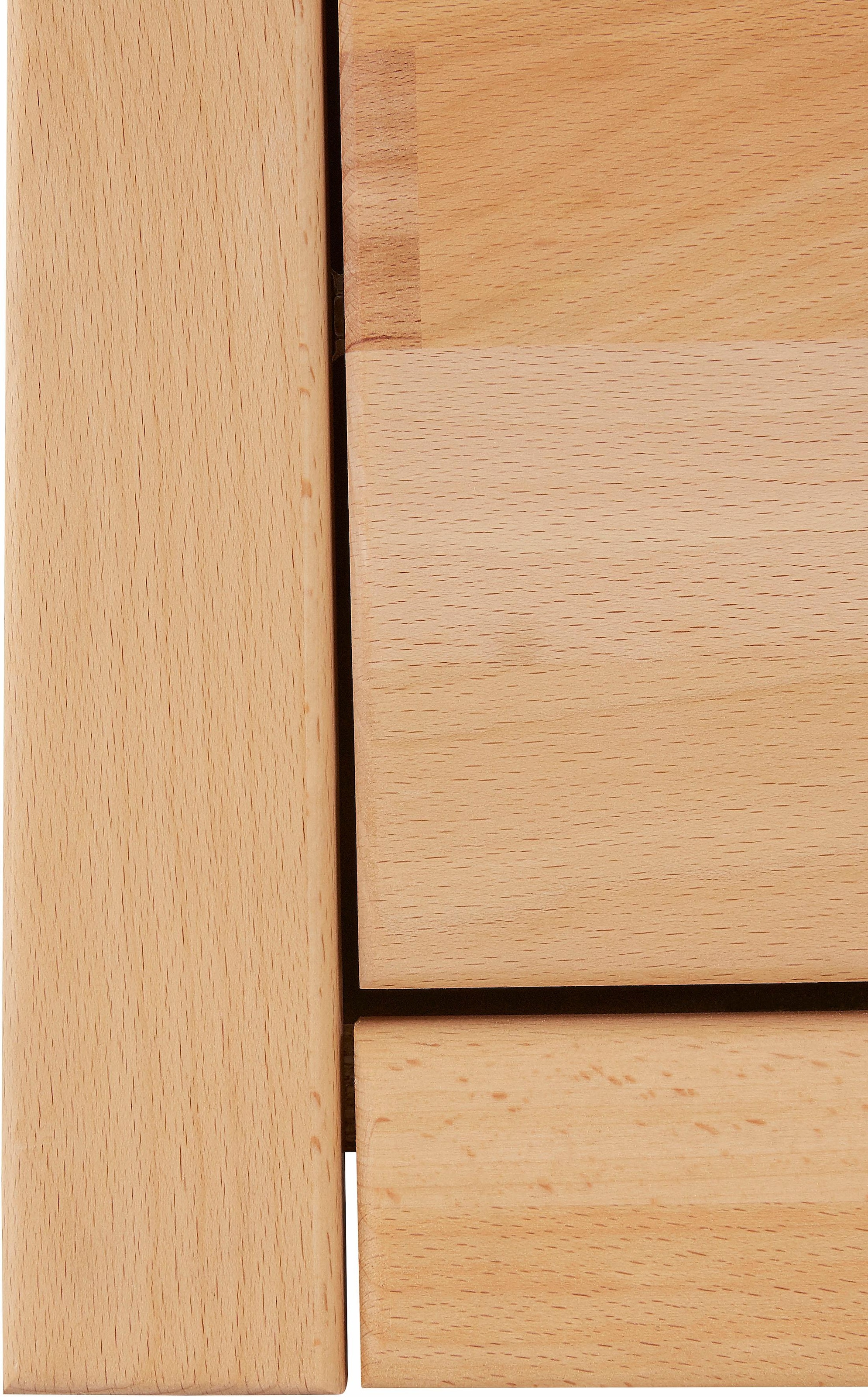 Home affaire Lowboard »Logo,130cm breit, Fronten Massivholz,5 Fächer«, Holz massiv, Holzwerkstoff, Metall Griffe,2 Türen,2 Schubladen