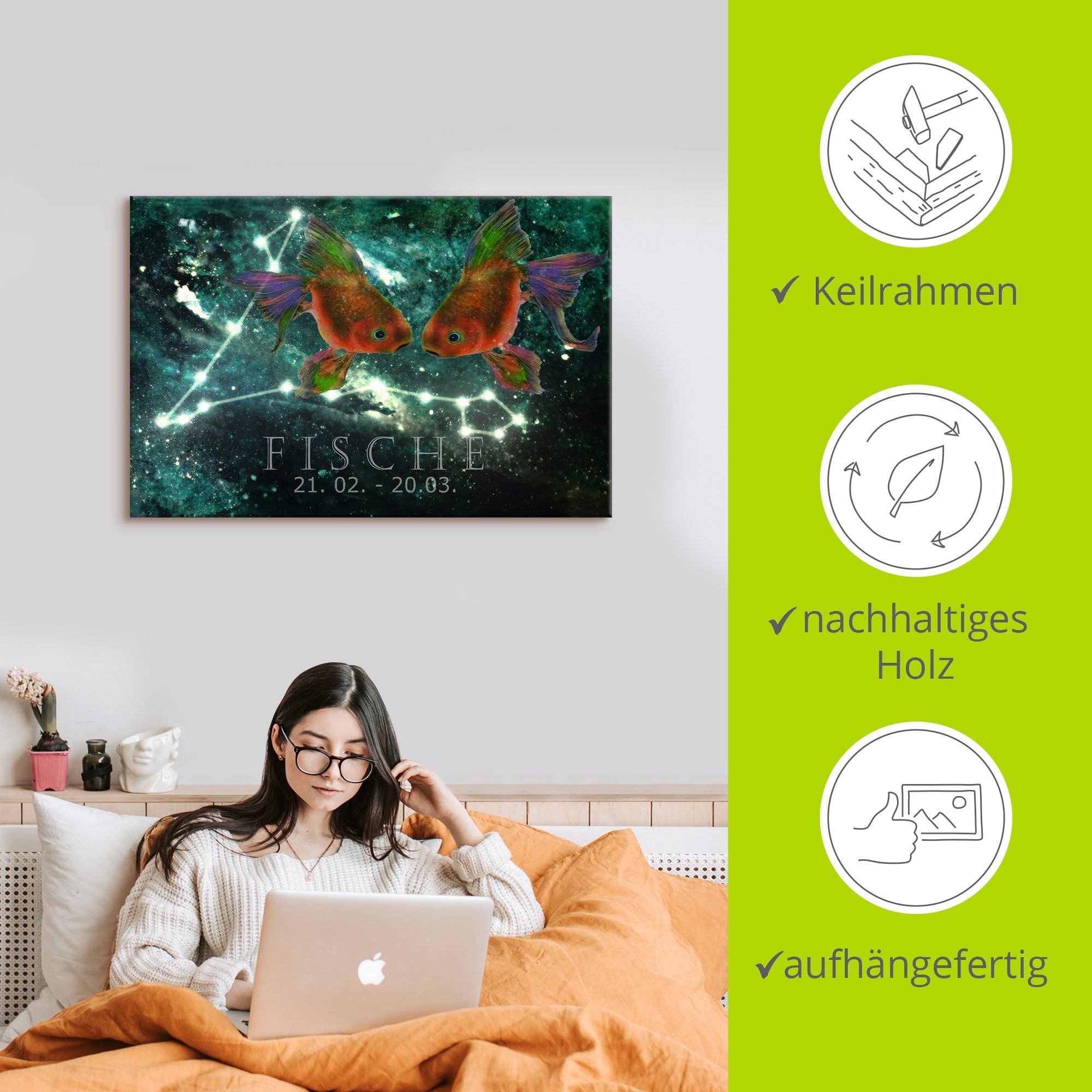Artland Wandbild »Sternzeichen - Fische« Bilder von Sternzeichen 1 Stk. tlg. als Leinwandbild, Poster in verschied. Größen